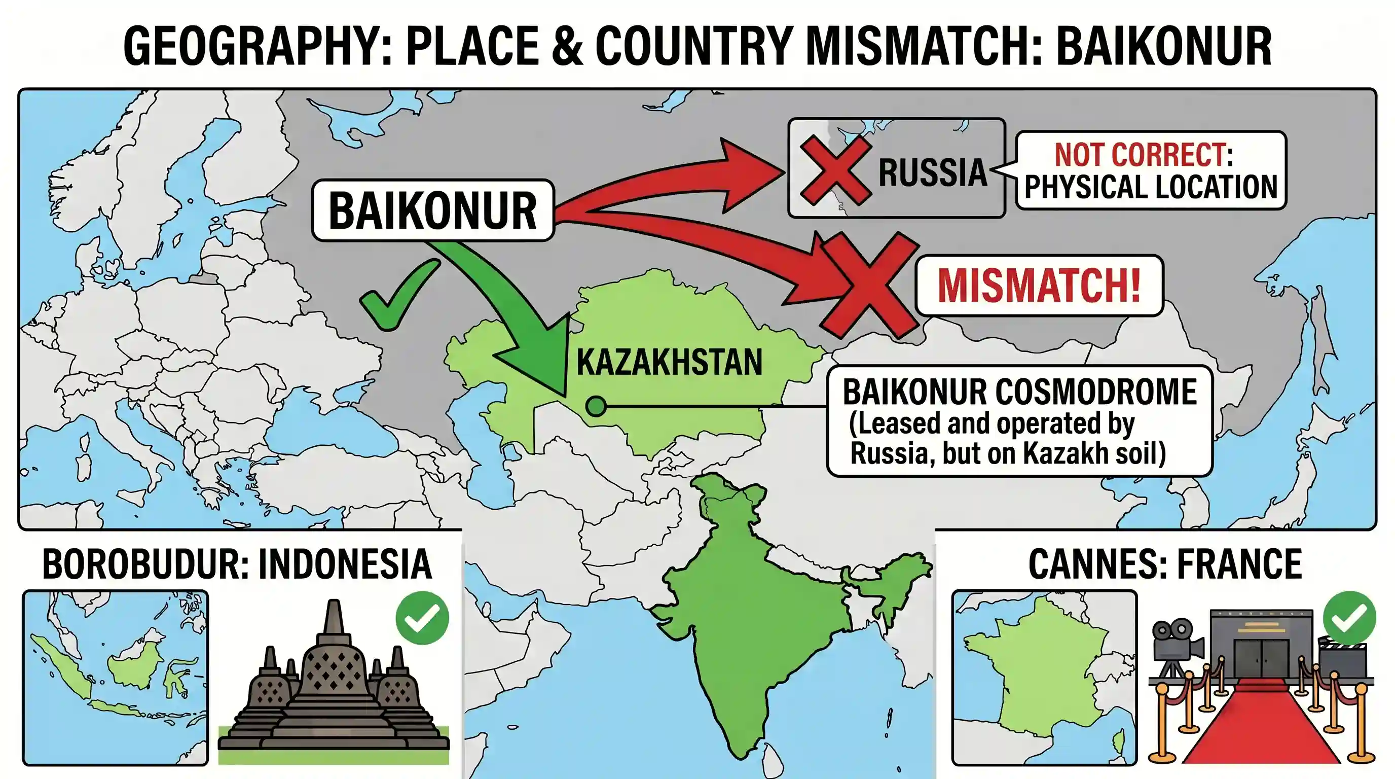 geography: Which one of the following pairs is not correctly matched? Well known Place Country