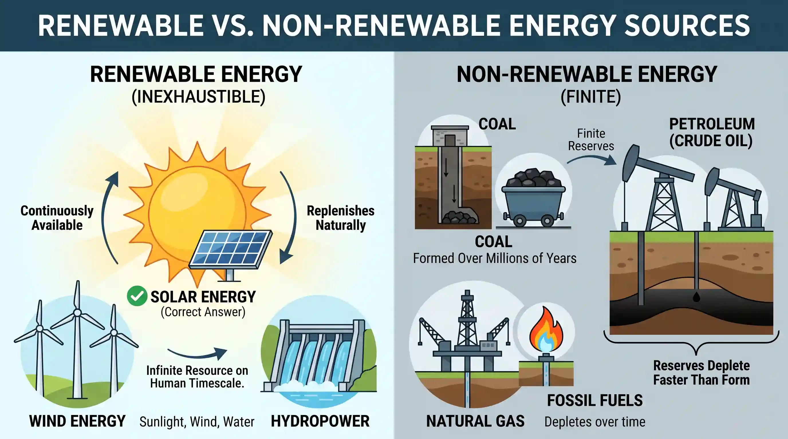 geography: Which one of the following is a renewable source of energy?