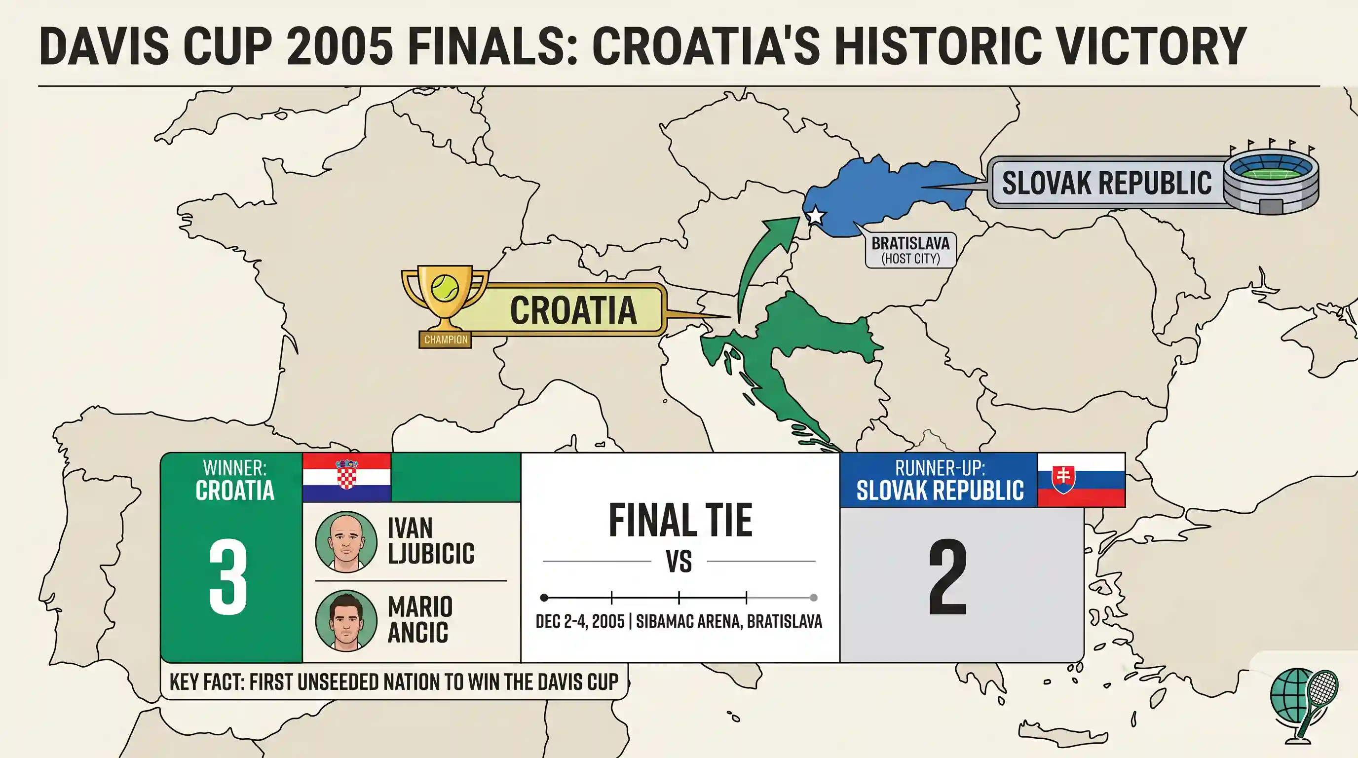 art-and-culture: Whom did Croatia defeat in the Davis Cup-2005 Finals to win the Davis Cup-2005?