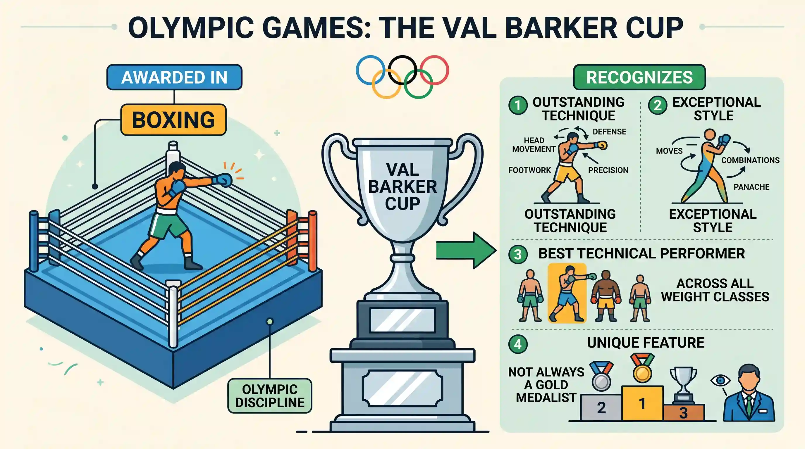 art-and-culture: For which sport is the Val Barker Cup awarded in the Olympic Games?
