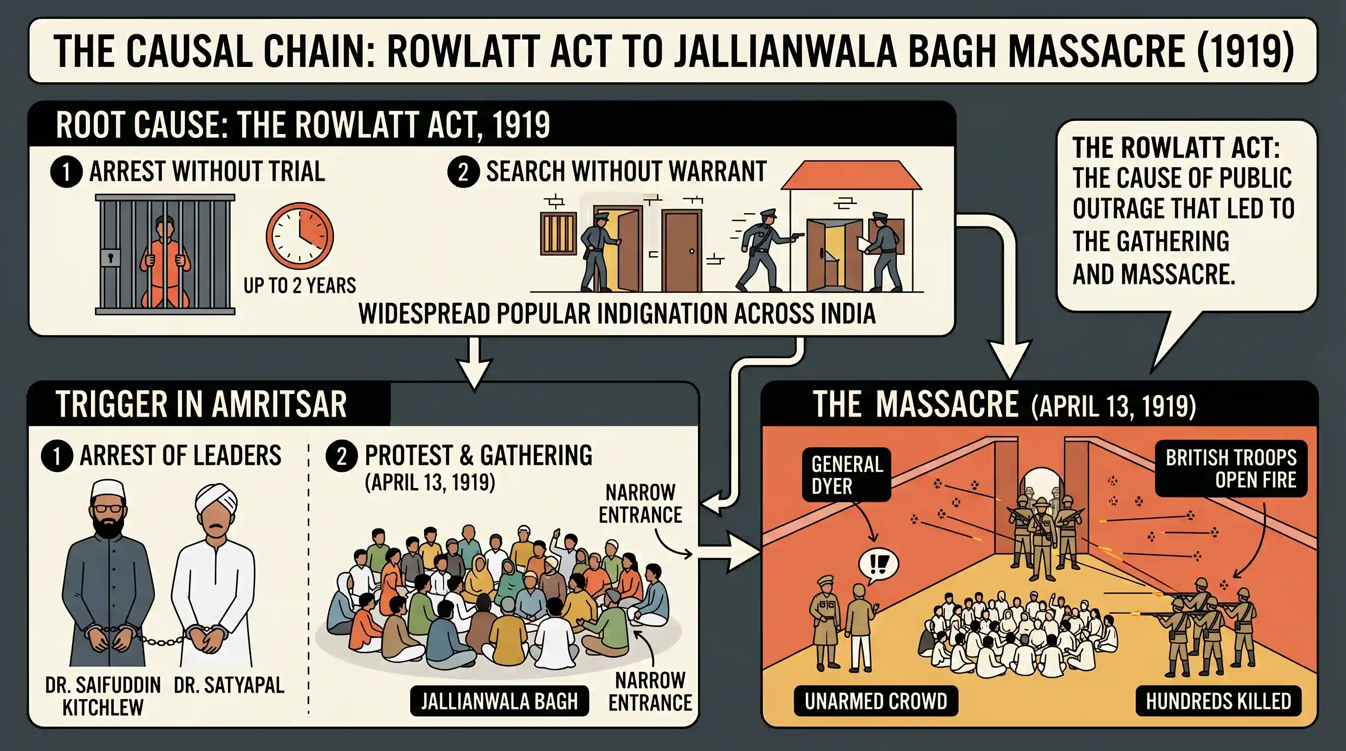 history: Which one of the following aroused a wave of popular indignation that led to the massacre by the British at Jallianwala