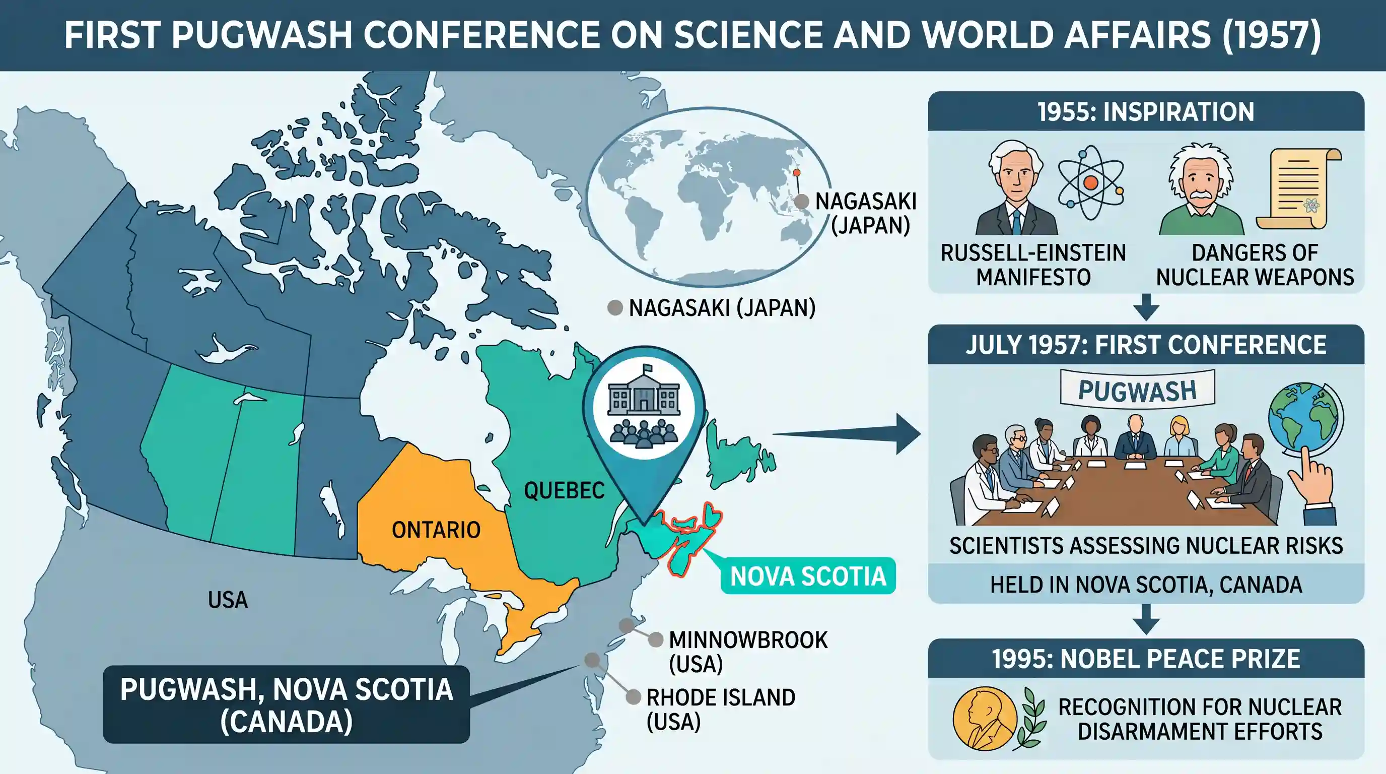 science-and-technology: Where was the first conference of the Pugwash Conferences on Science and World Affairs held in the Year 1957?