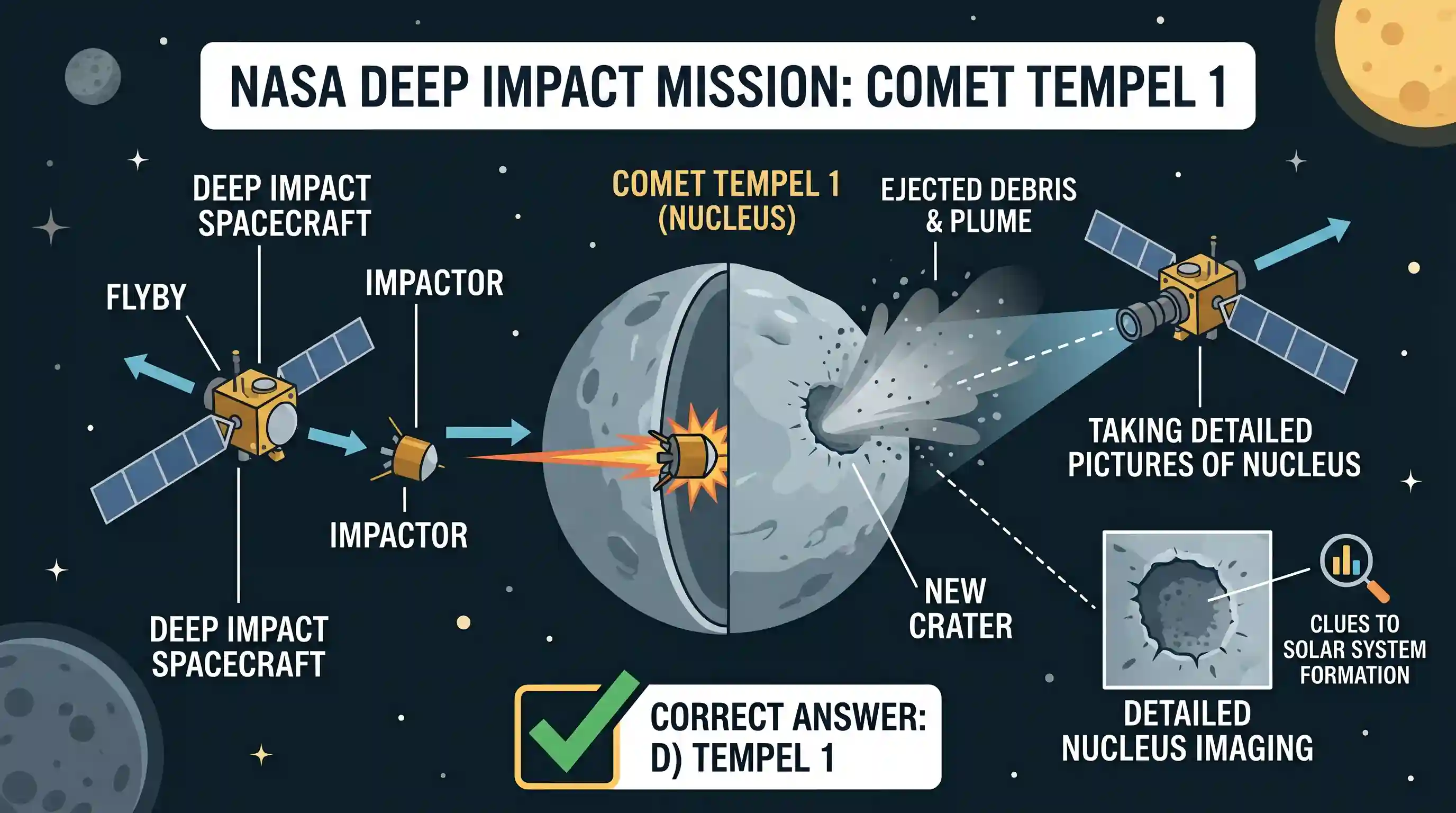 science-and-technology: NASA’S Deep Impact space mission was employed to take detailed pictures of which comet nucleus?