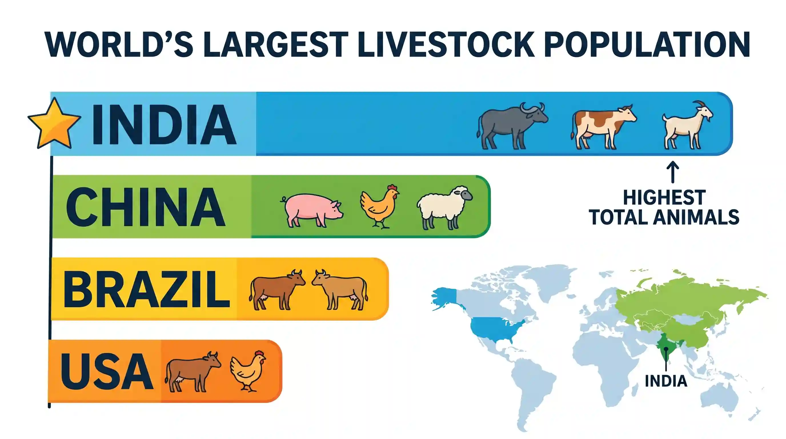 geography: Which one amongst the following has the largest livestock population in the world?