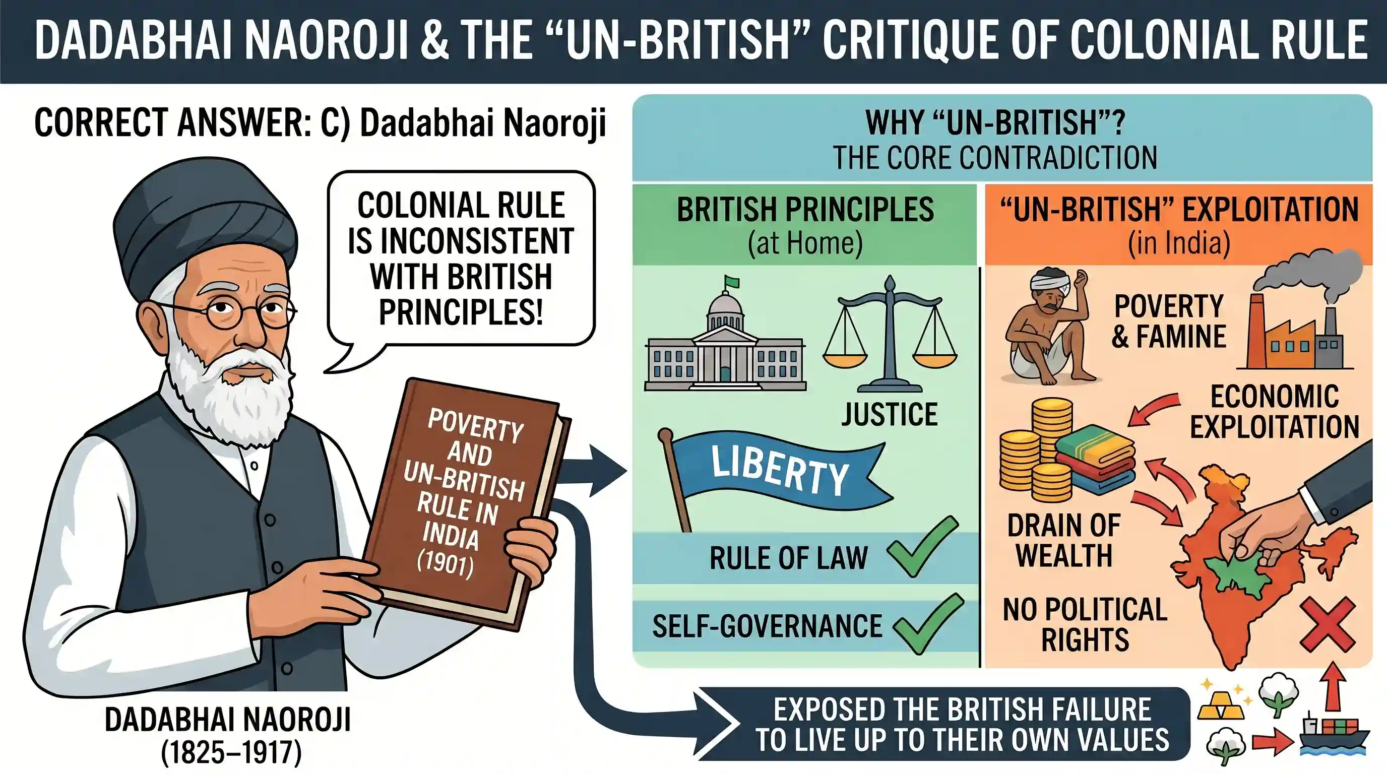 history: Who among the following used the phrase 'Un-British' to criticize the English colonial control of India?