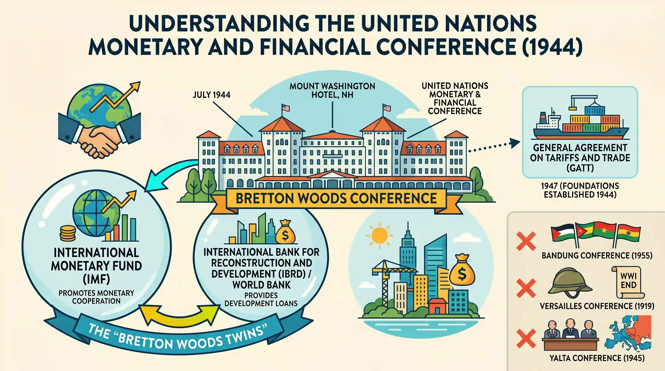 economy: How is the United Nations Monetary and Financial Conference wherein the agreements were signed to set up IBRD, GATT and