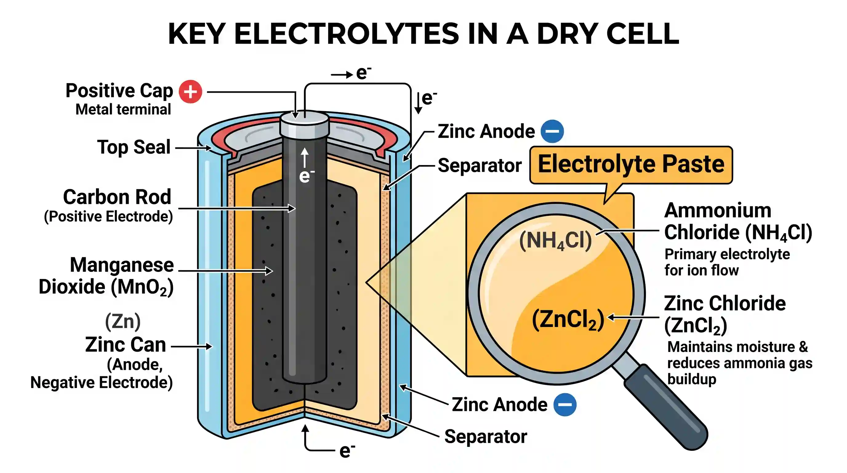 science-and-technology: In a dry cell (battery), which of the following are used as electrolytes?