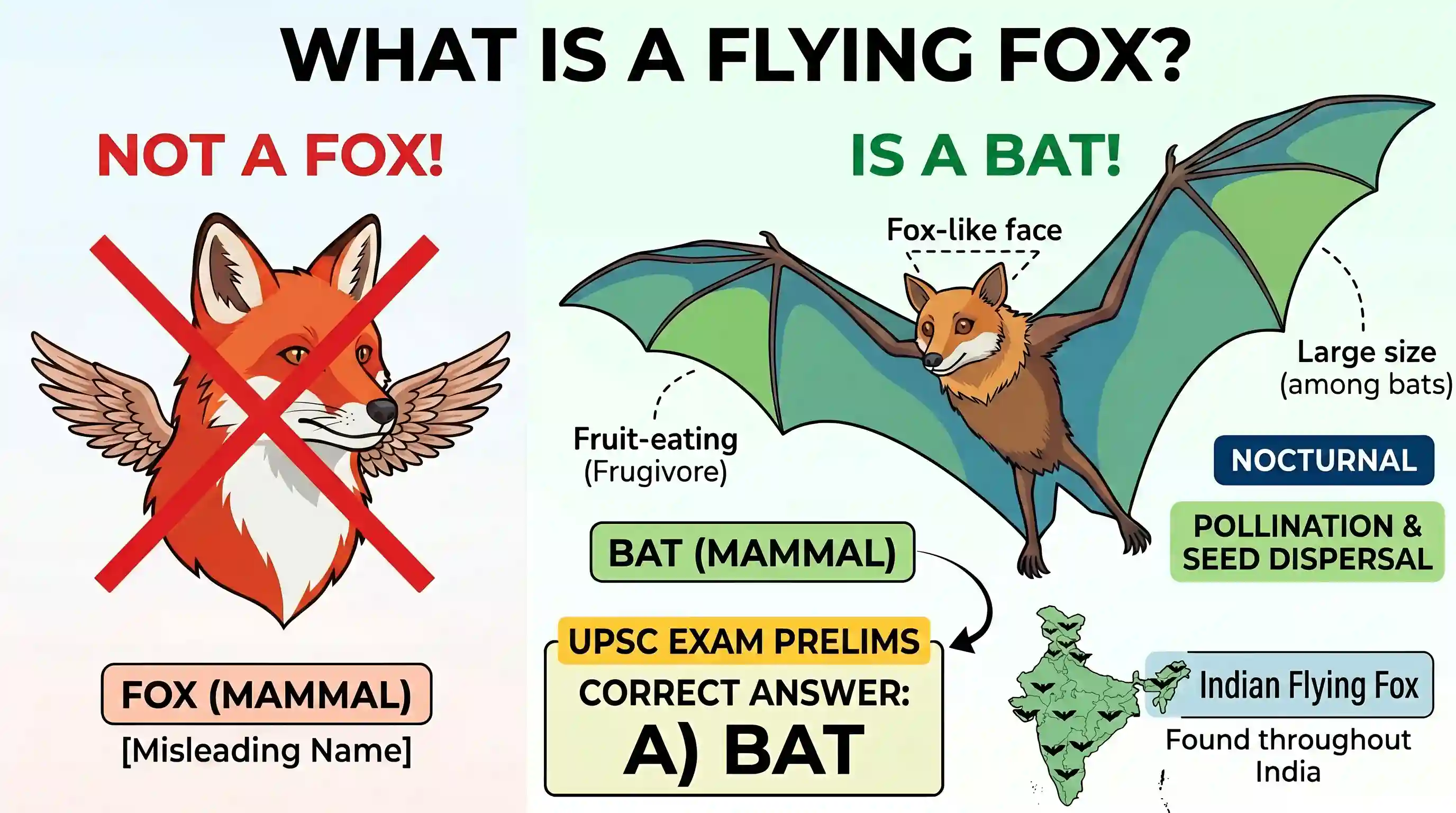 geography: In the context of Indian wild life, the flying fox is a