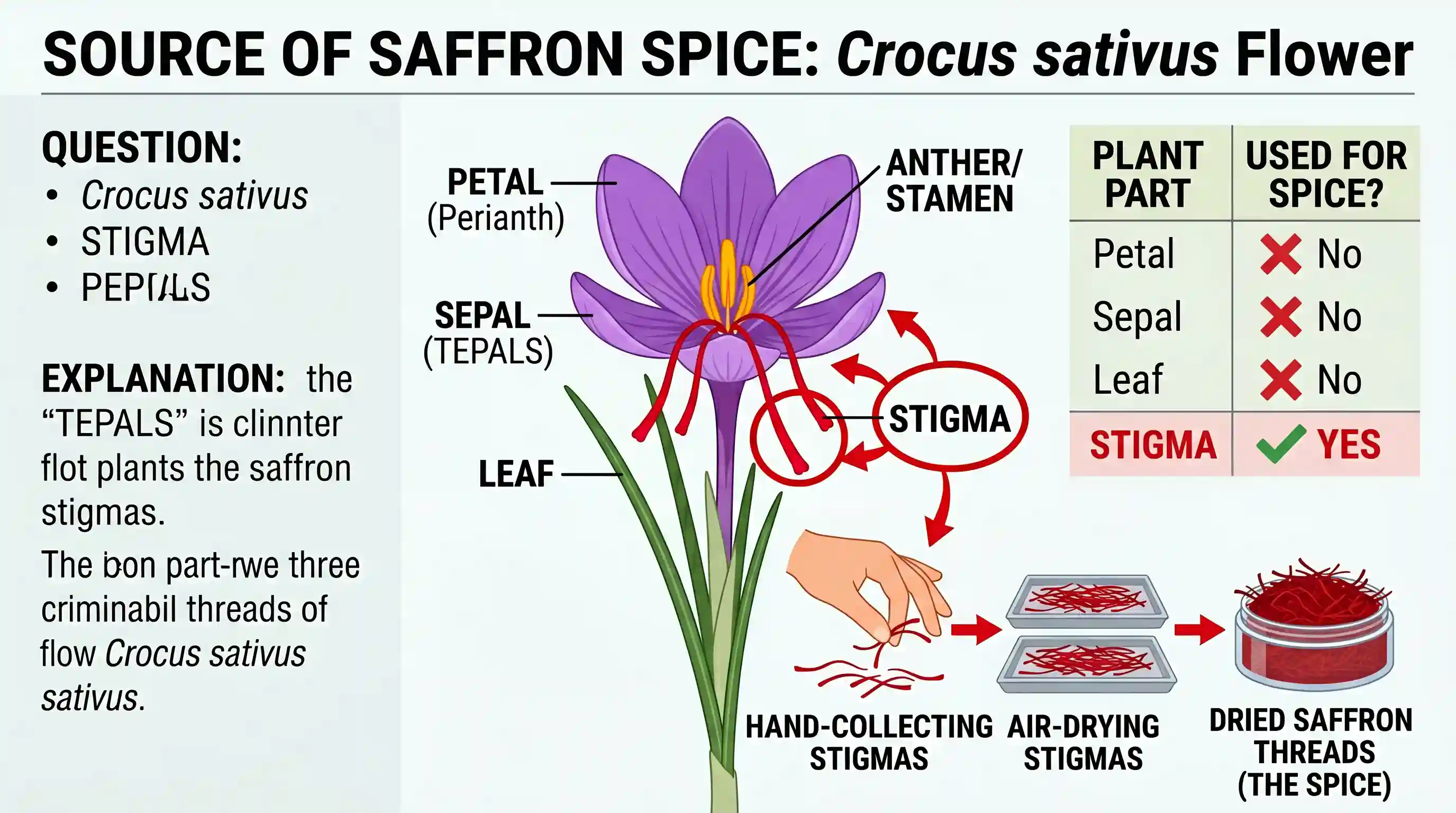 geography: In making the saffron spice, which one of the following parts of the plant is used?