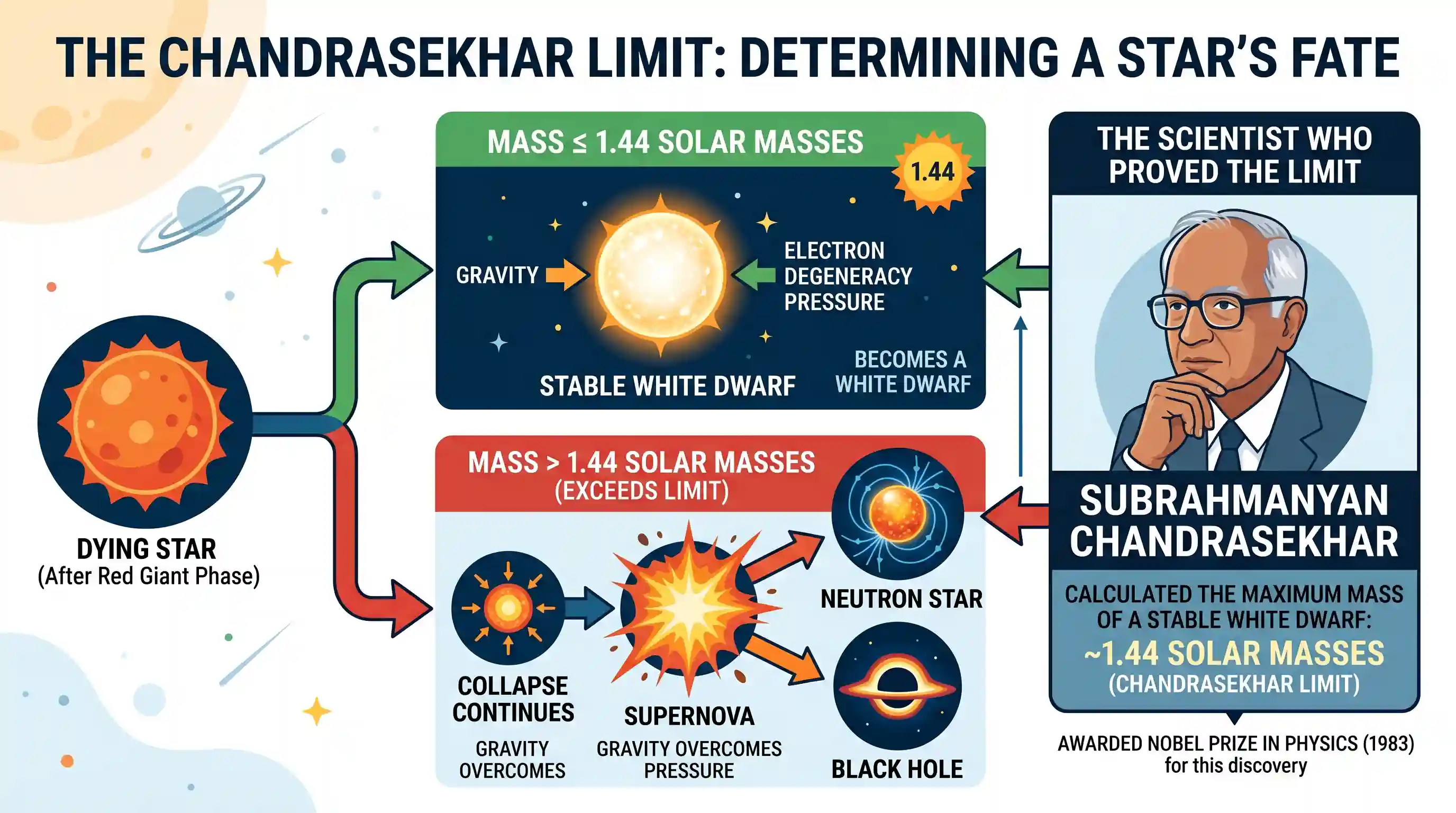 science-and-technology: Who of the following scientists proved that the stars with mass less than 1.44 times the mass of the Sun end up as White