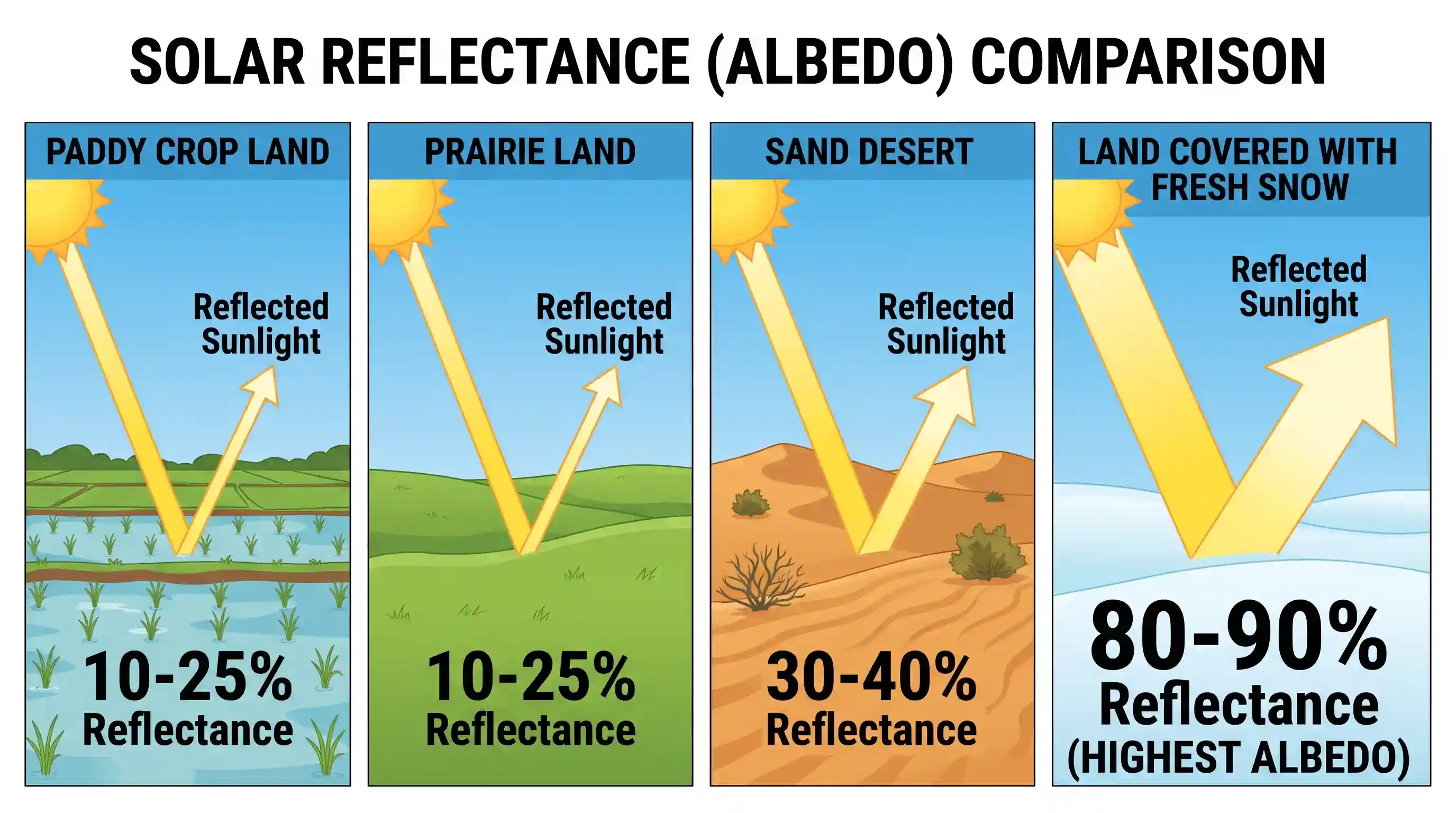 geography: Which one of the following reflects back more sunlight as compared to other three?