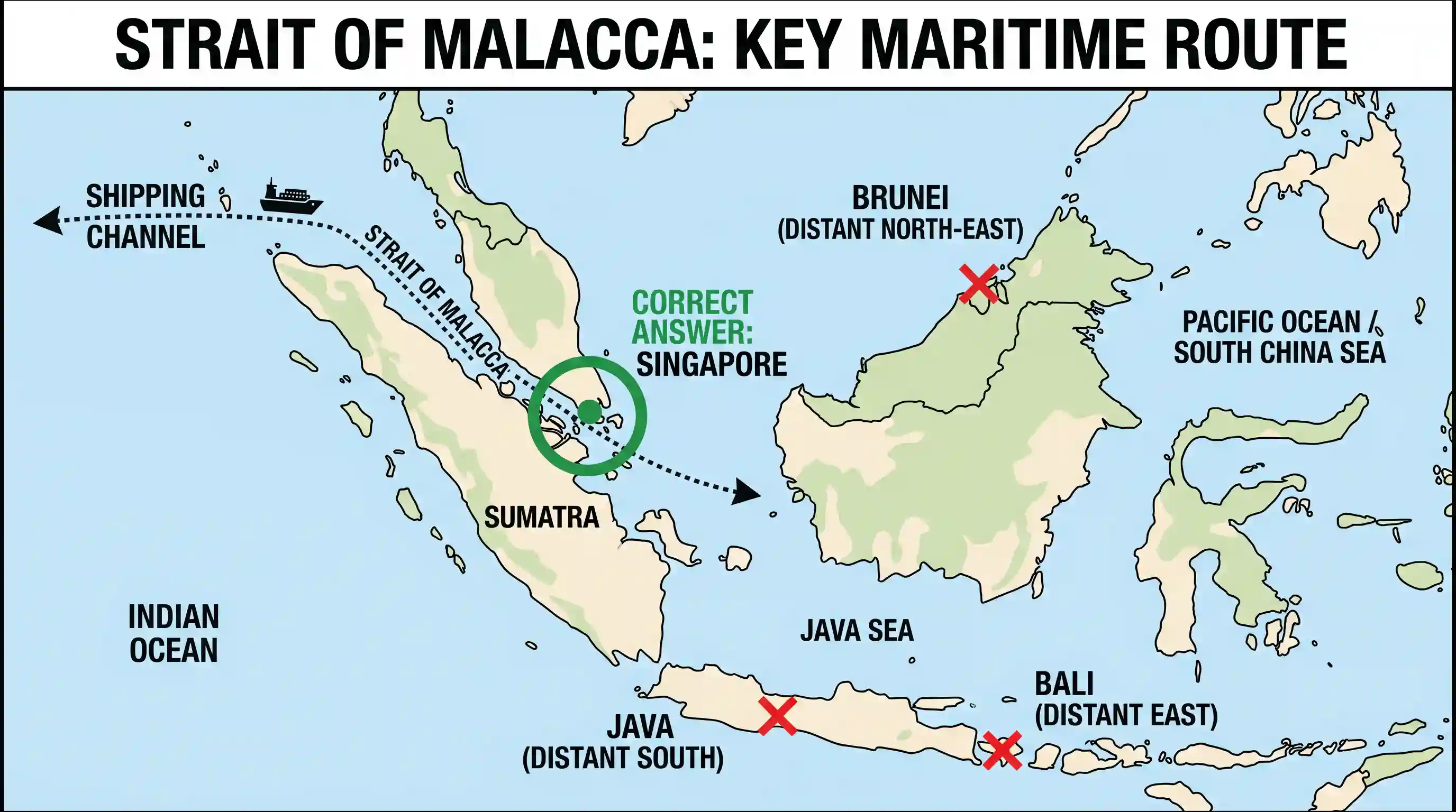 geography: Which one of the following can one come across if one travels through the Strait of Malacca?