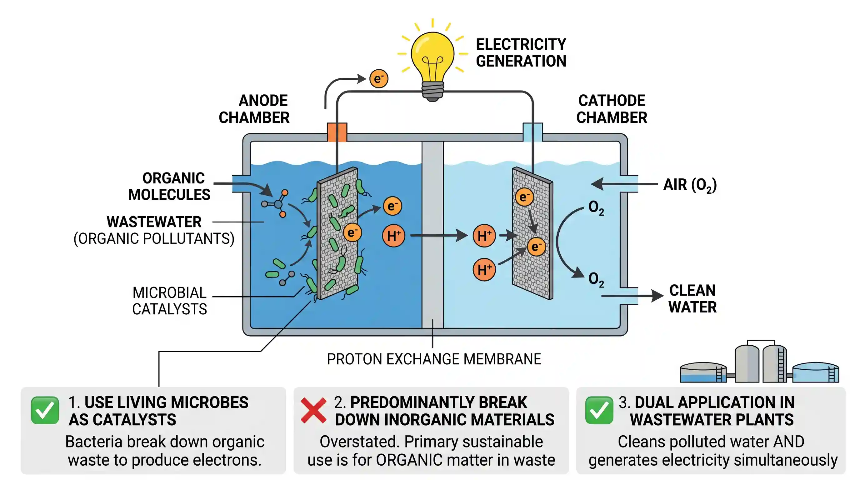 science-and-technology: Microbial fuel cells are considered a source of sustainable energy. Why? 1. They use living organisms as catalysts to ge