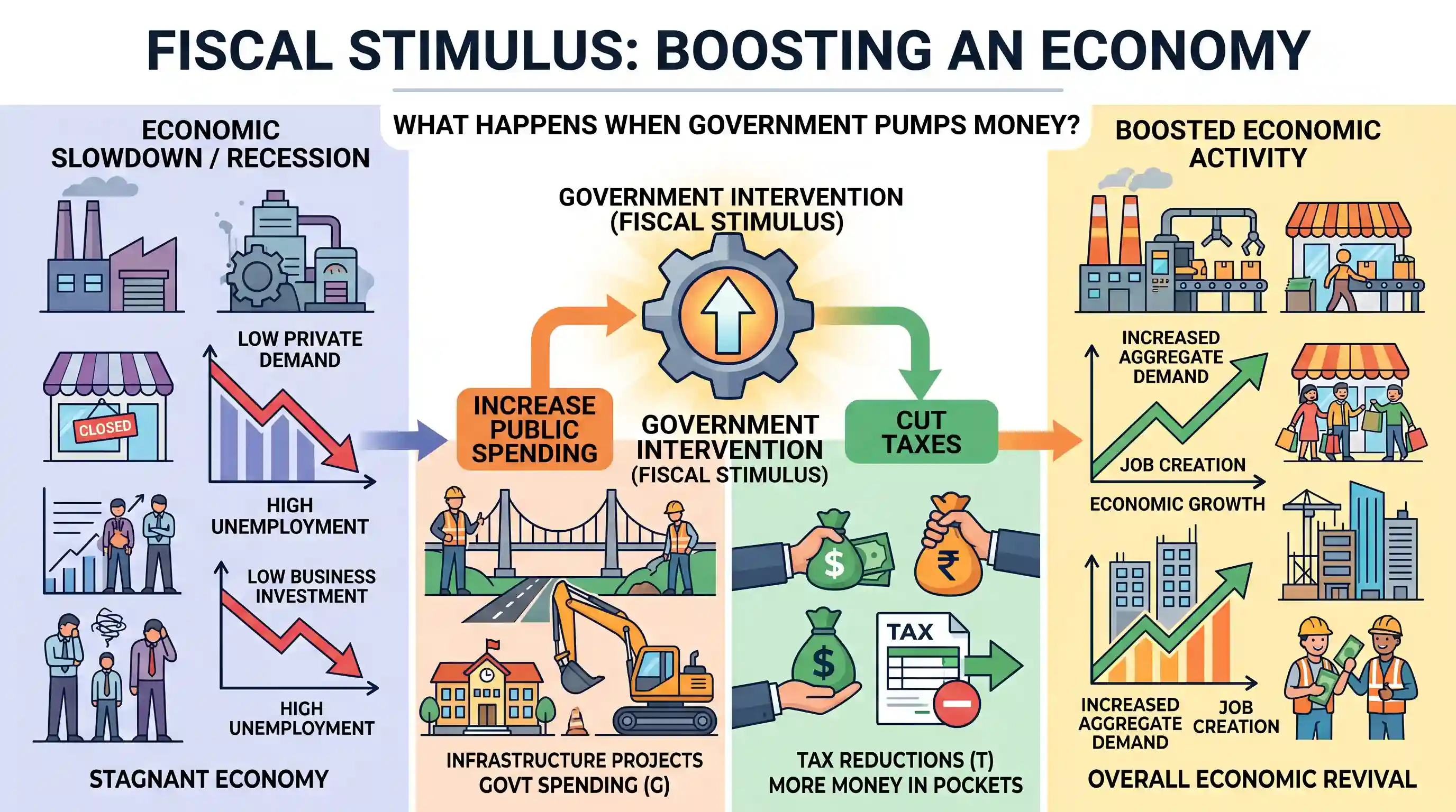 economy: Which one of the following statements appropriately describes the "fiscal stimulus"?