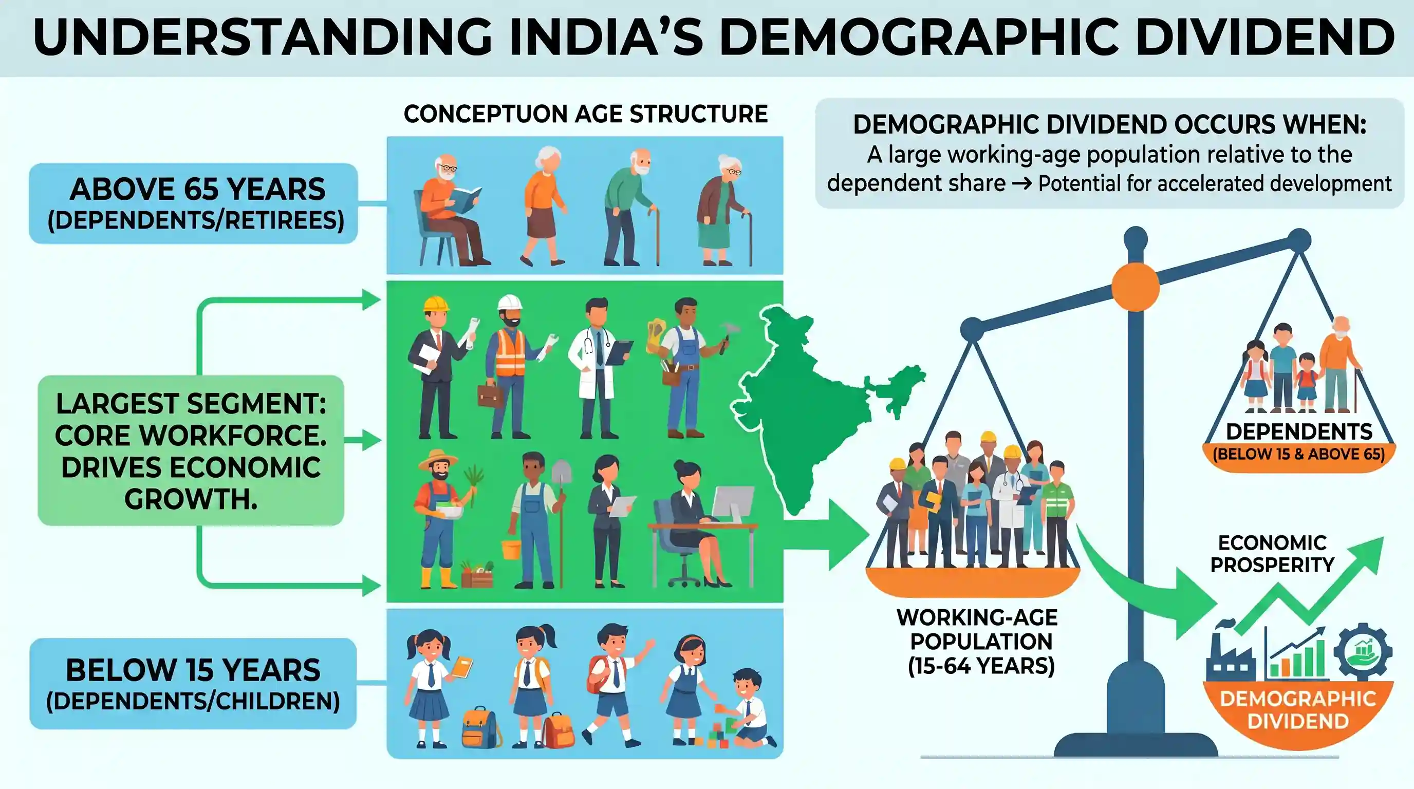 economy: India is regarded as a country with “Demographic Dividend”. This is due to