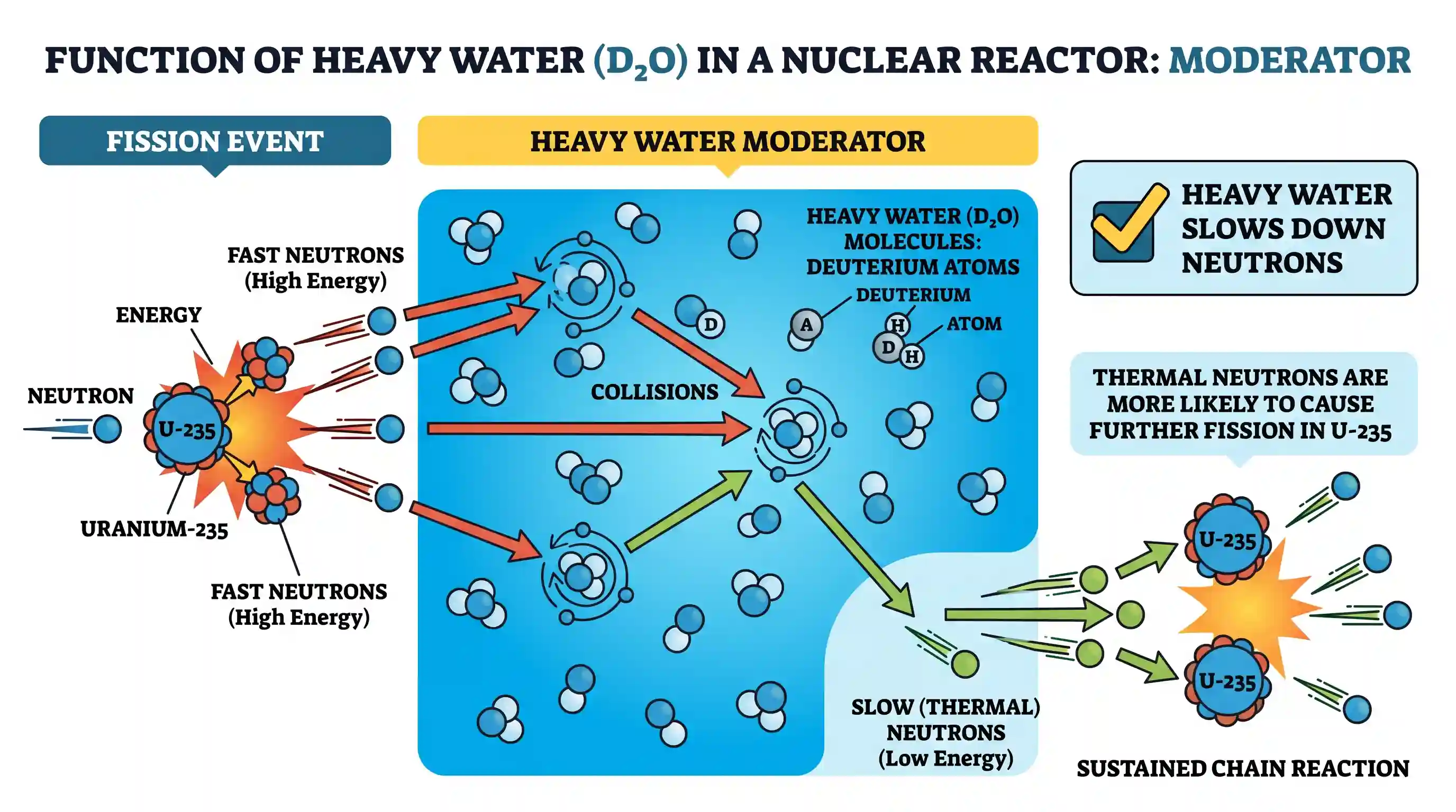 science-and-technology: The function of heavy water in a nuclear reactor is to