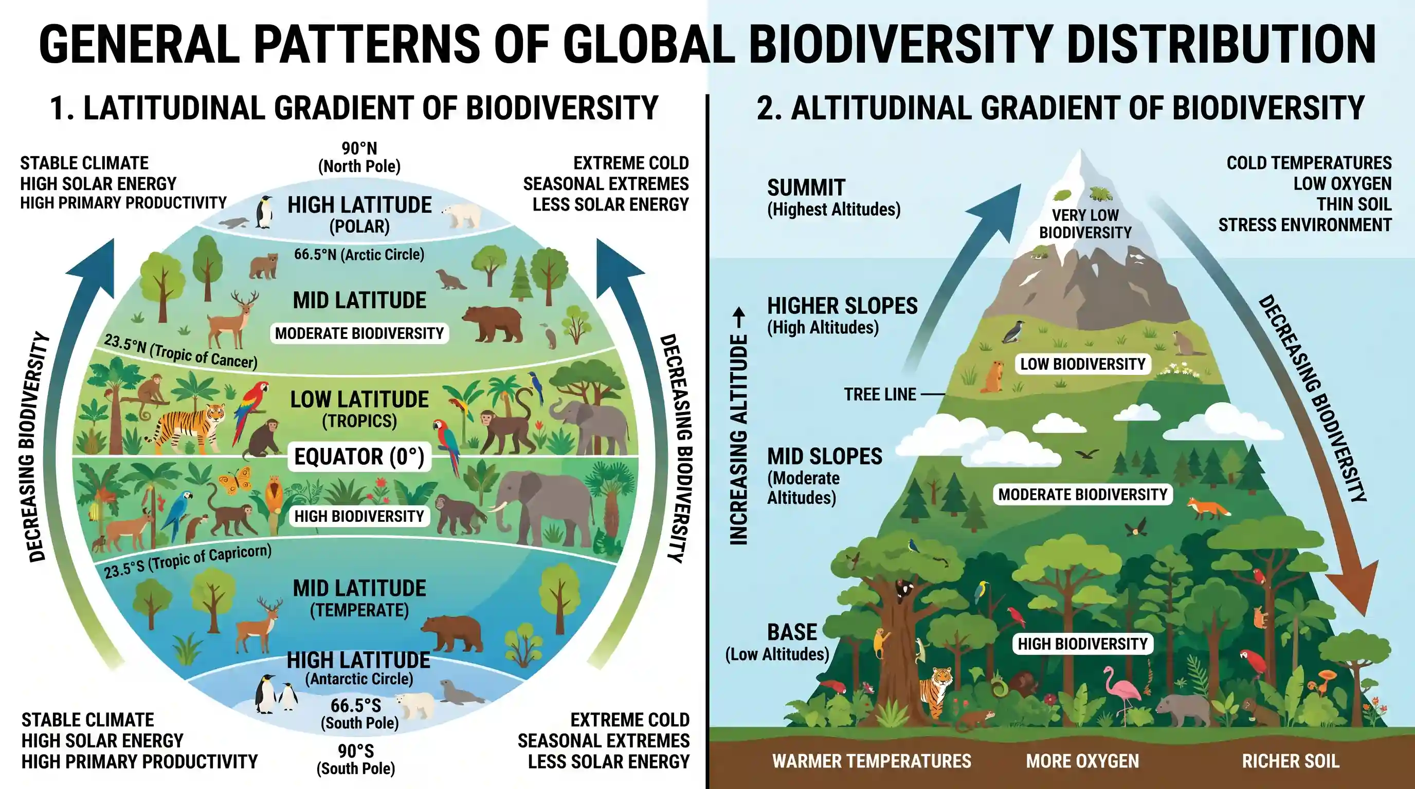 geography: Consider the following statements: 1. Biodiversity is normally greater in the lower latitudes as compared to the higher