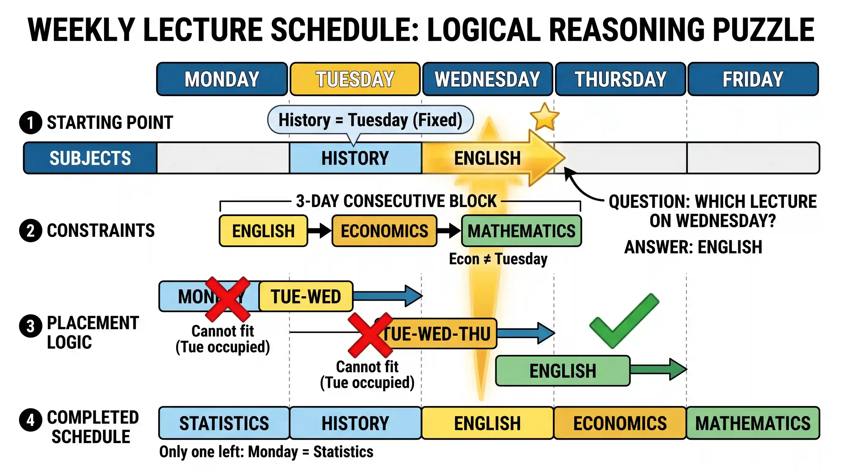 Logical Reasoning: Examine the information given in the following paragraph and answer the items that follow: Guest lectures on five subjec