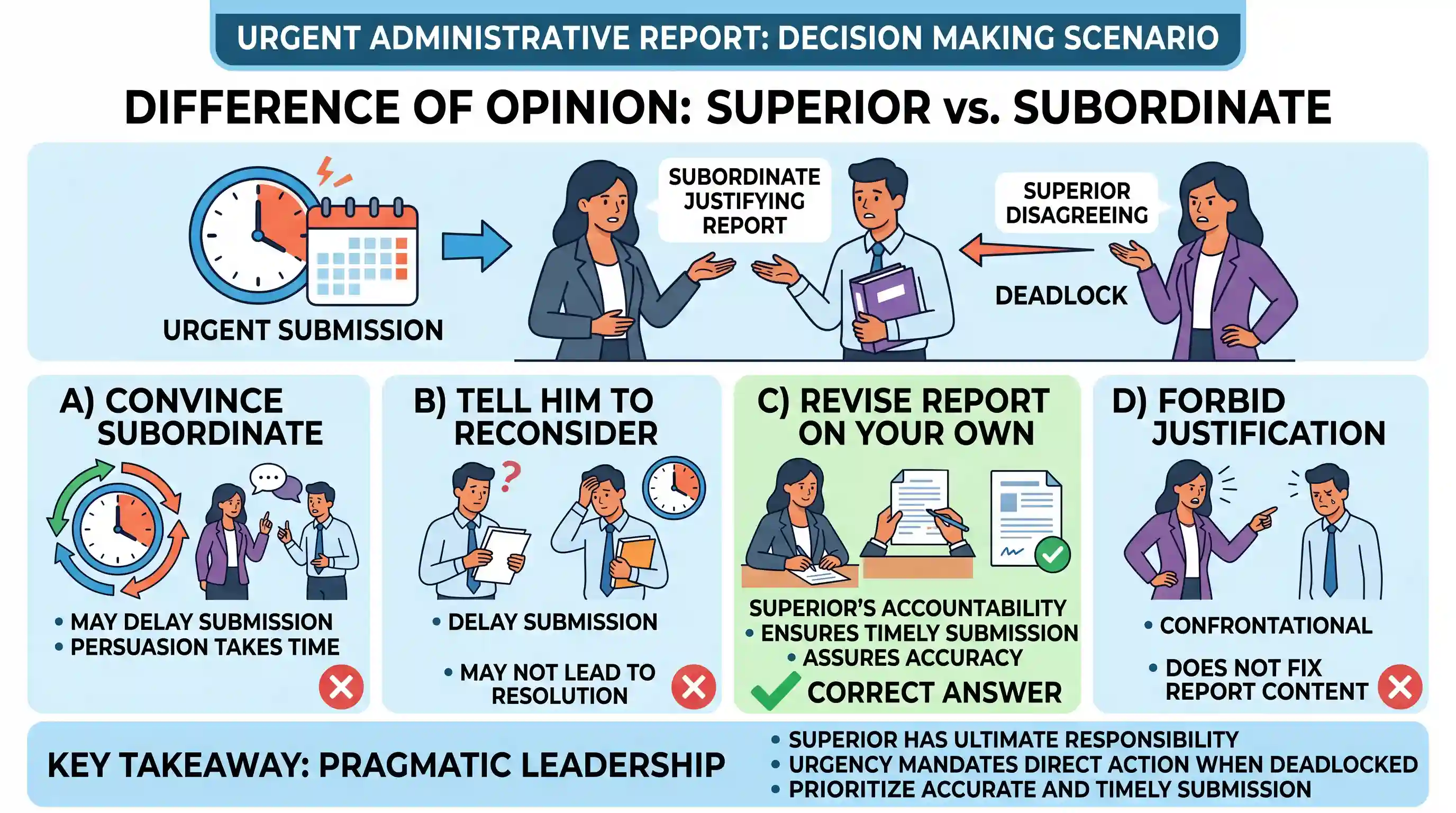 Decision Making: The given item describes a situation and is followed by four possible responses. Indicate the response you find most app