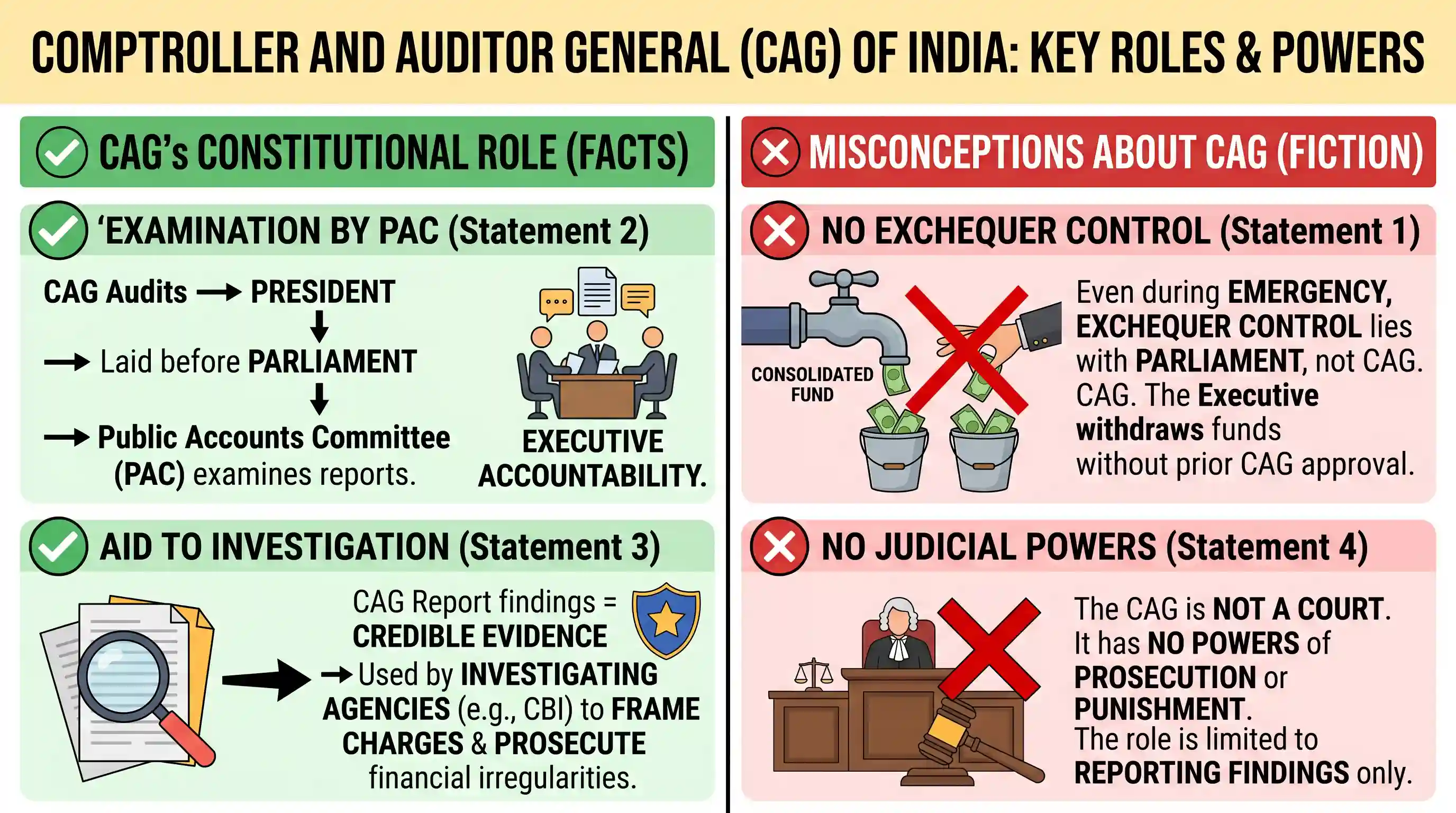 polity-and-governance: In India, other than ensuring that public funds are used efficiently and for intended purpose, what is the importance of