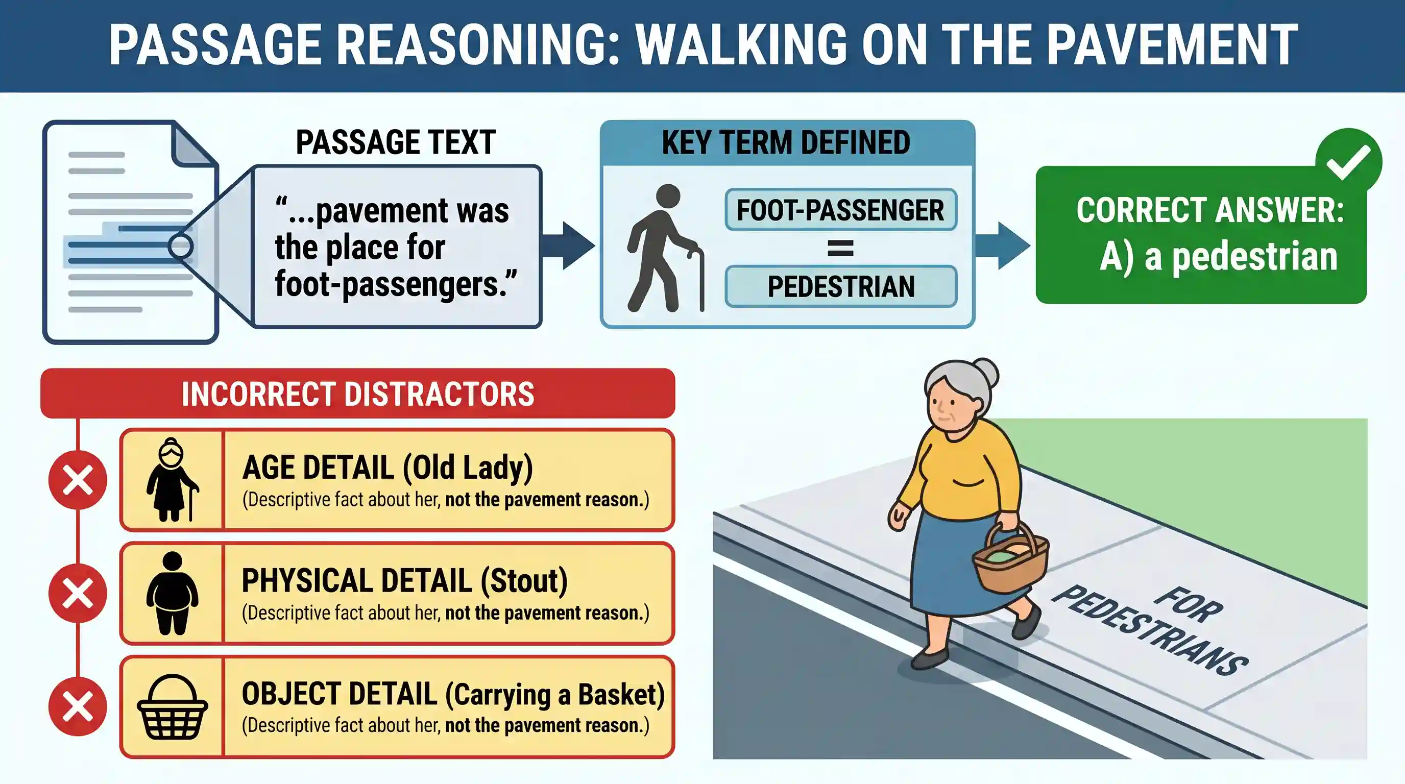 Reading Comprehension: English Passage - 3 A stout old lady was walking with her basket down the middle of a street in Petrograd to the great c