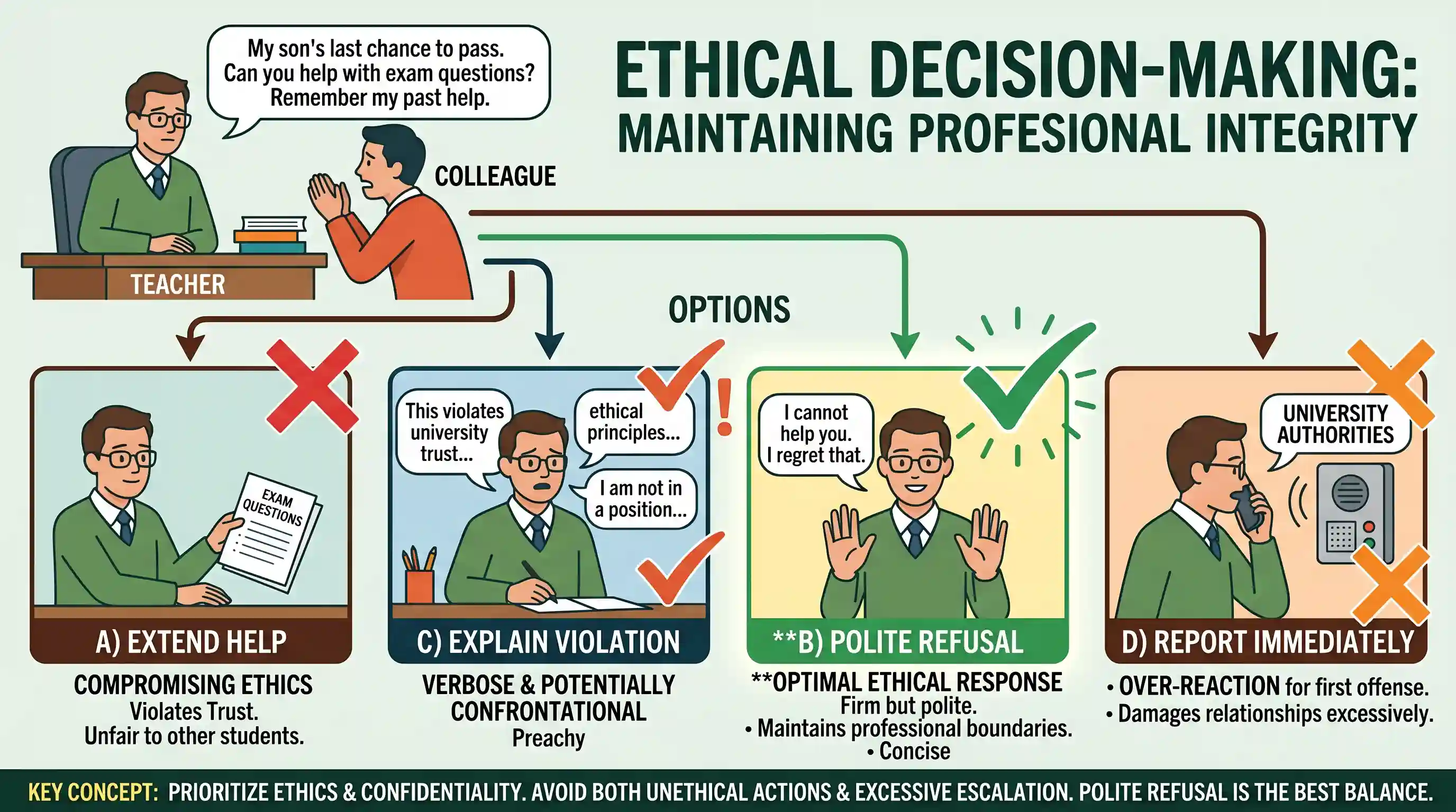 Decision Making: You are a teacher in a University and are setting a question paper on a particular subject. One of your colleagues, whos