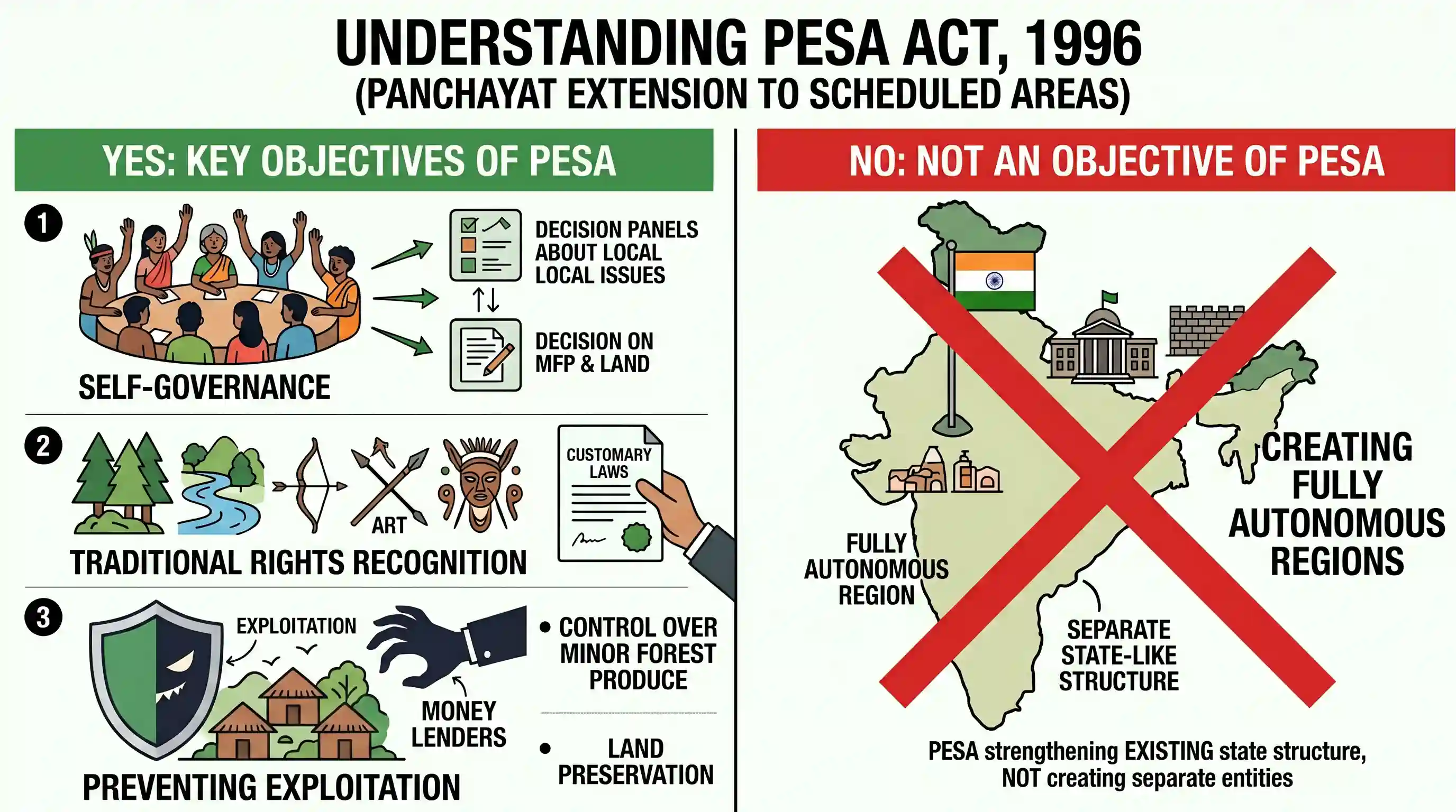 polity-and-governance: The Government enacted the Panchayat Extension to Scheduled Areas (PESA) Act in 1996. Which one of the following is not