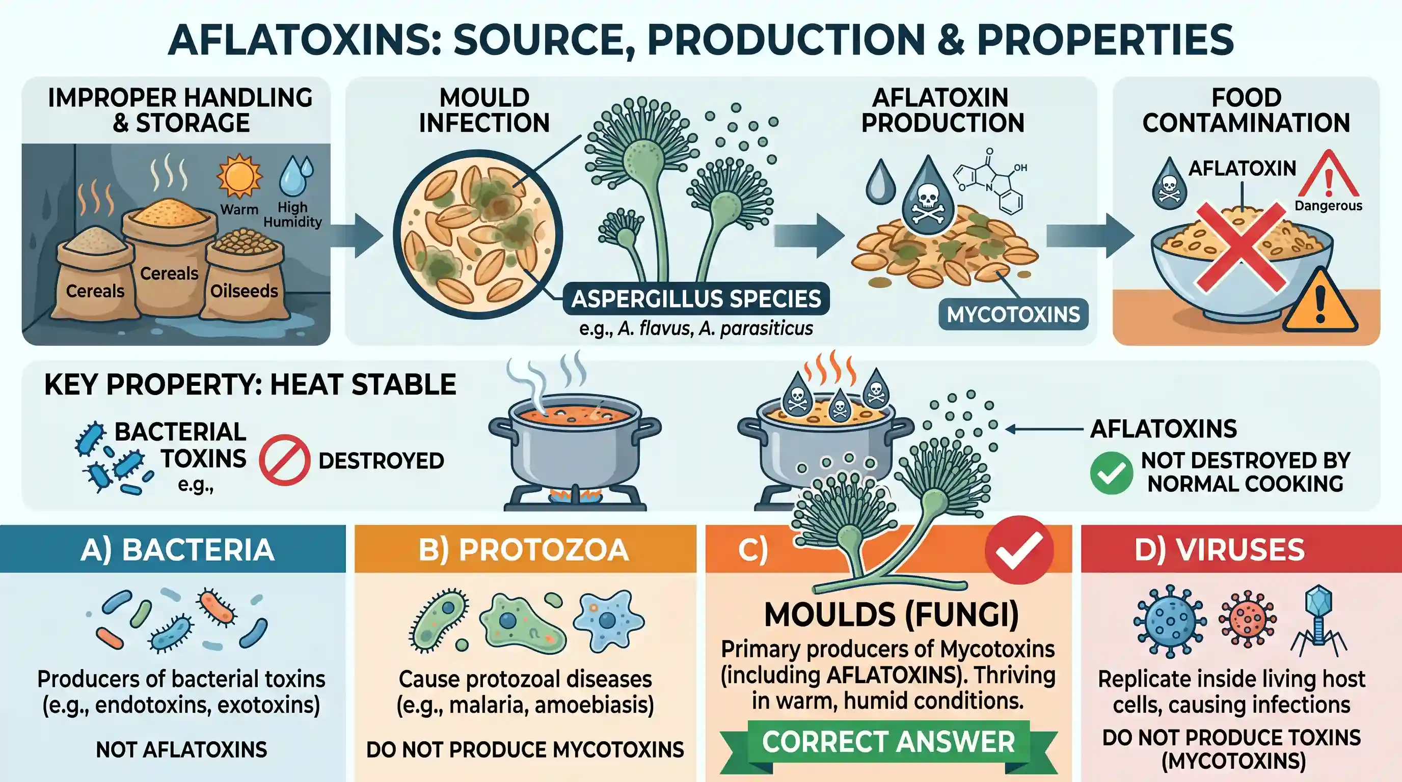 science-and-technology: Improper handling and storage of cereal grains and oilseeds result in the production of toxins known as aflatoxins which