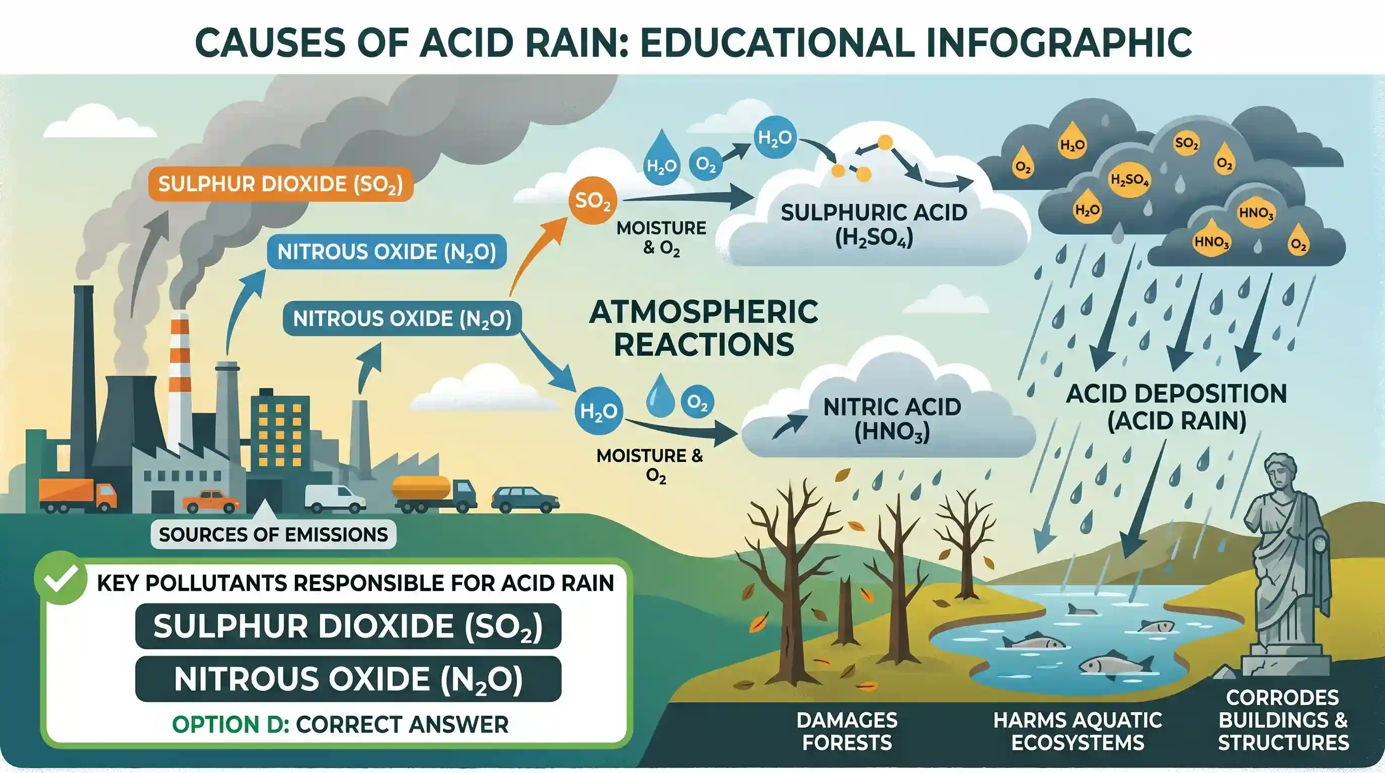 geography: Acid rain is caused by the pollution of environment by