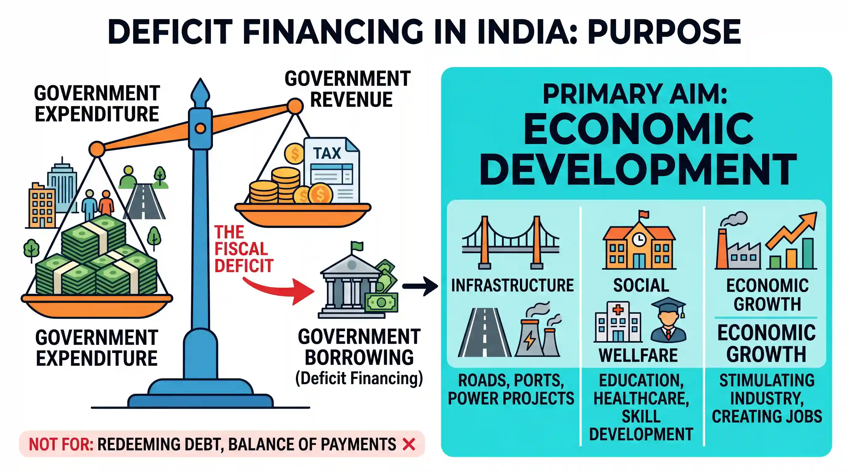 economy: In India, deficit financing is used for raising resources for