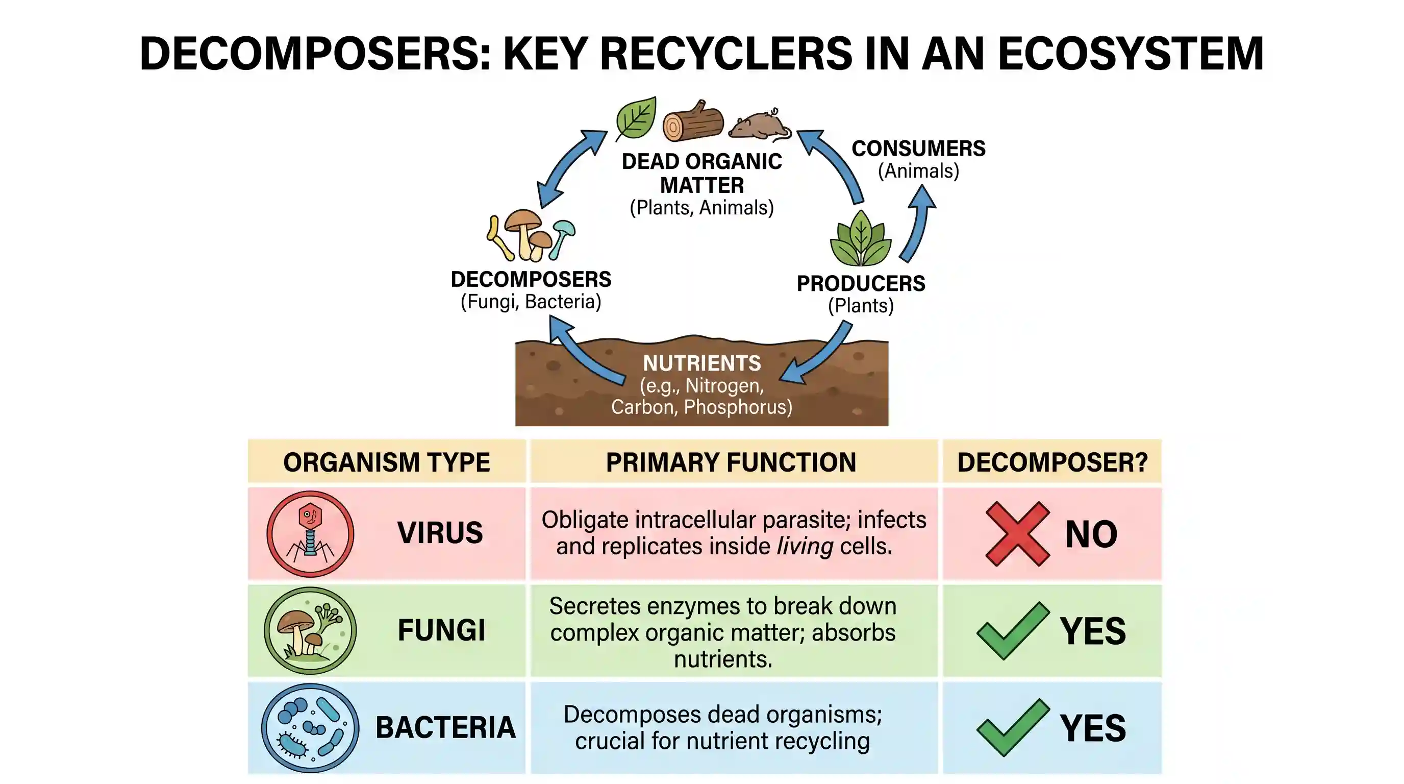 geography: With reference to the food chains in ecosystems, which of the following kinds of organism is/are known as decomposer org