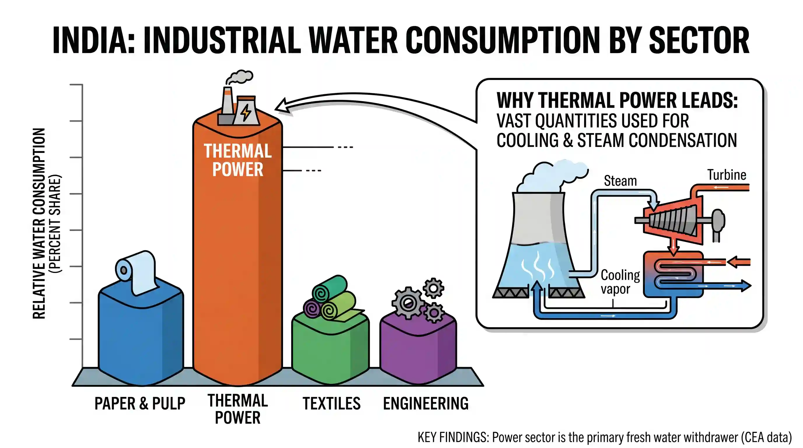 economy: Which one among the following industries is the maximum consumer of water in India?