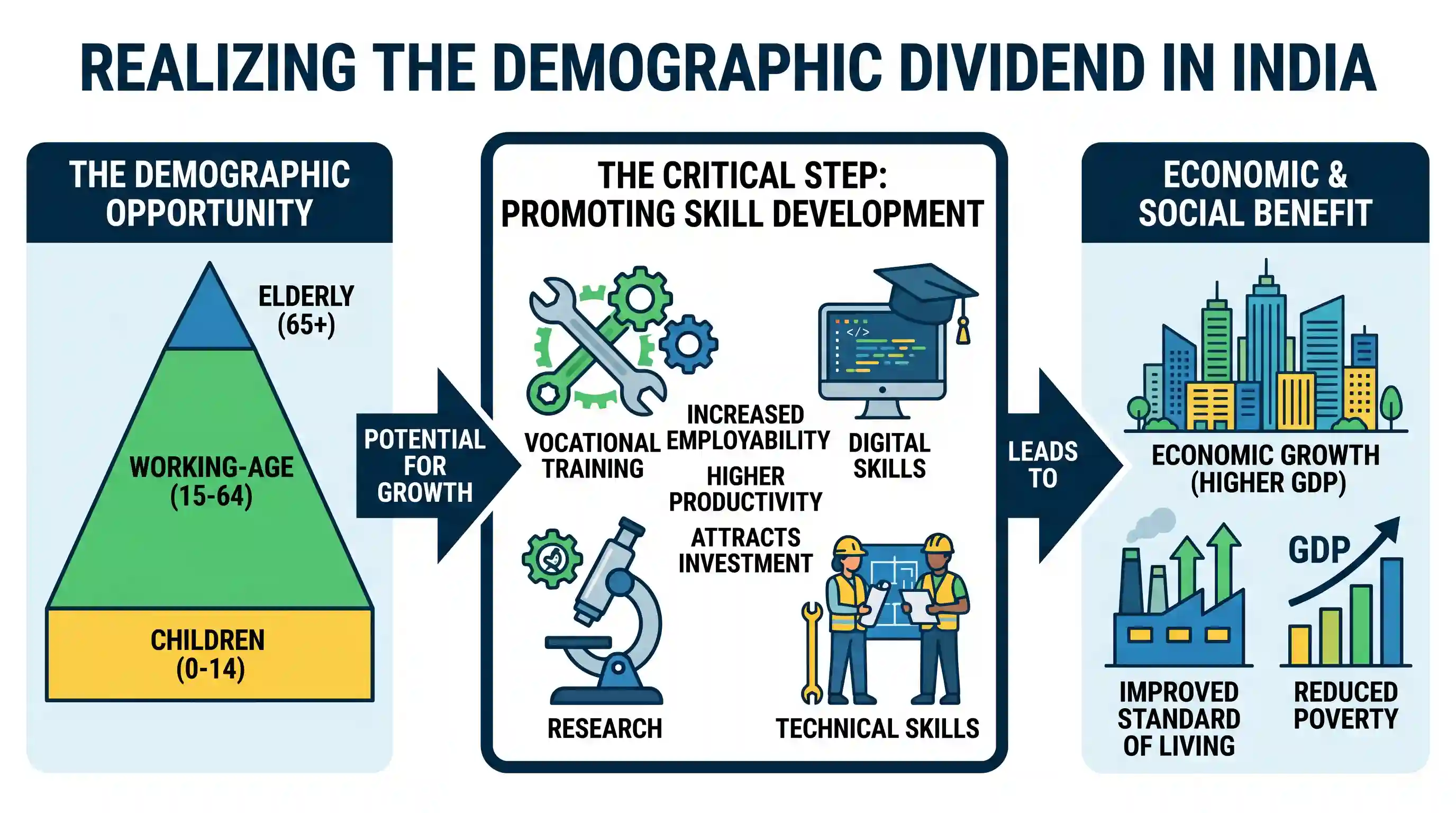 economy: To obtain full benefits of demographic dividend, what should India do?