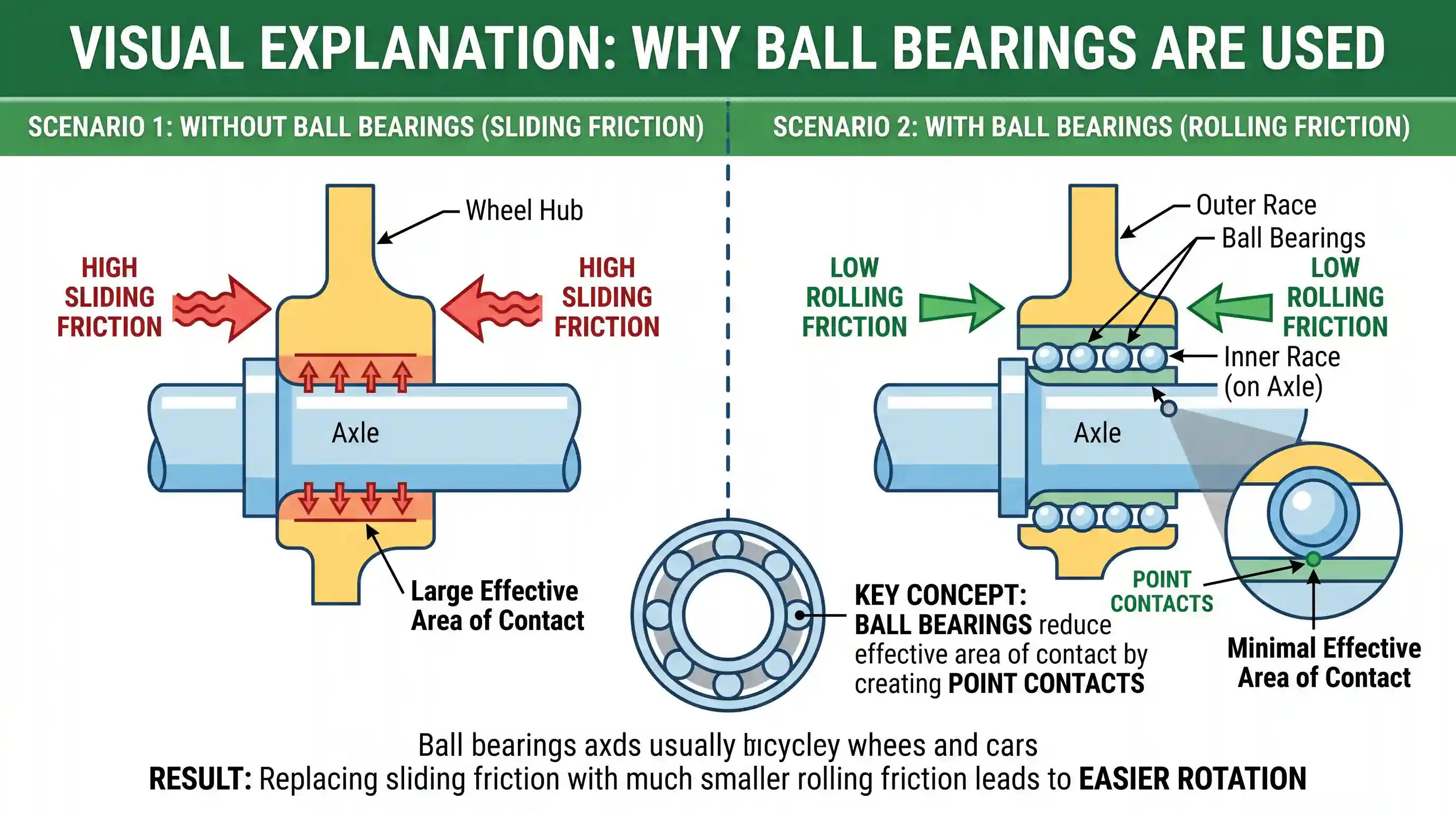 science-and-technology: Ball bearings are used in bicycles, cars, etc., because