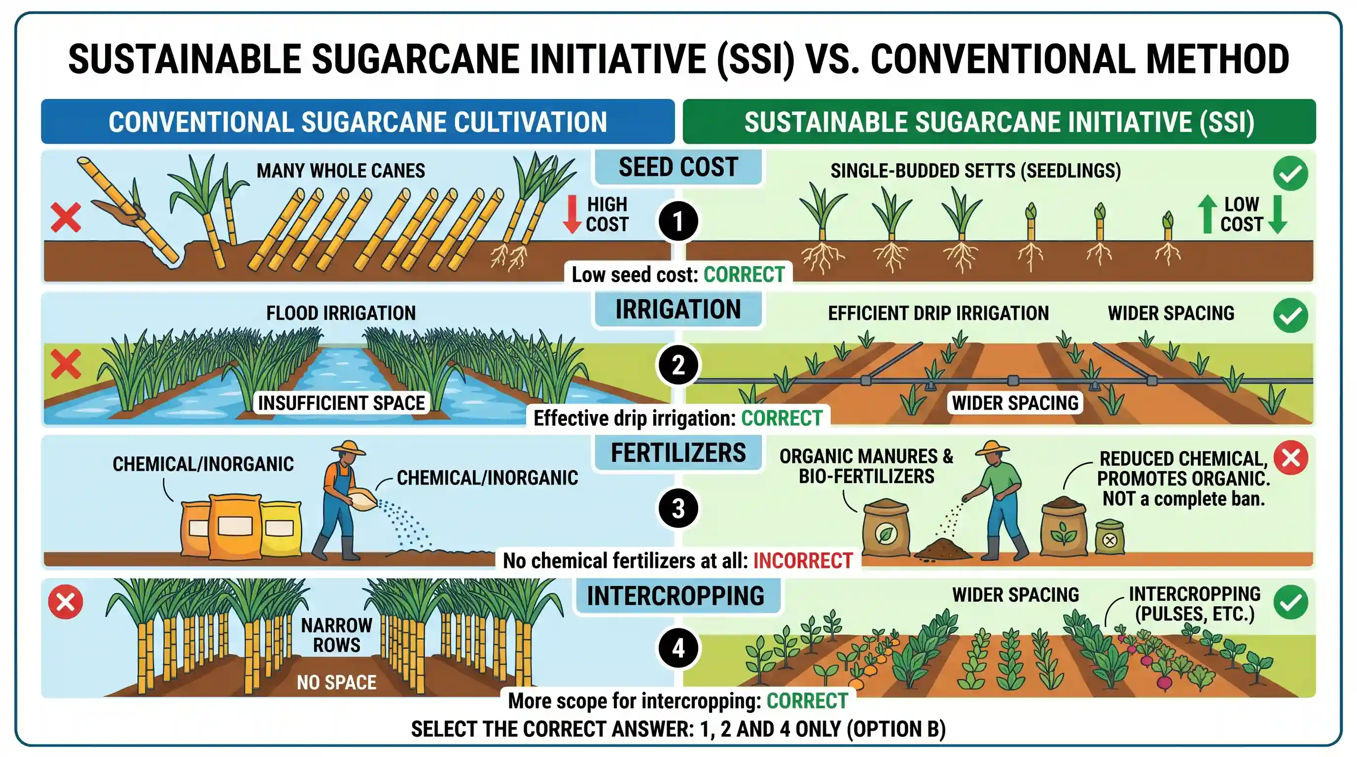 geography: What are the significances of a practical approach to sugarcane production known as 'Sustainable Sugarcane Initiative'?