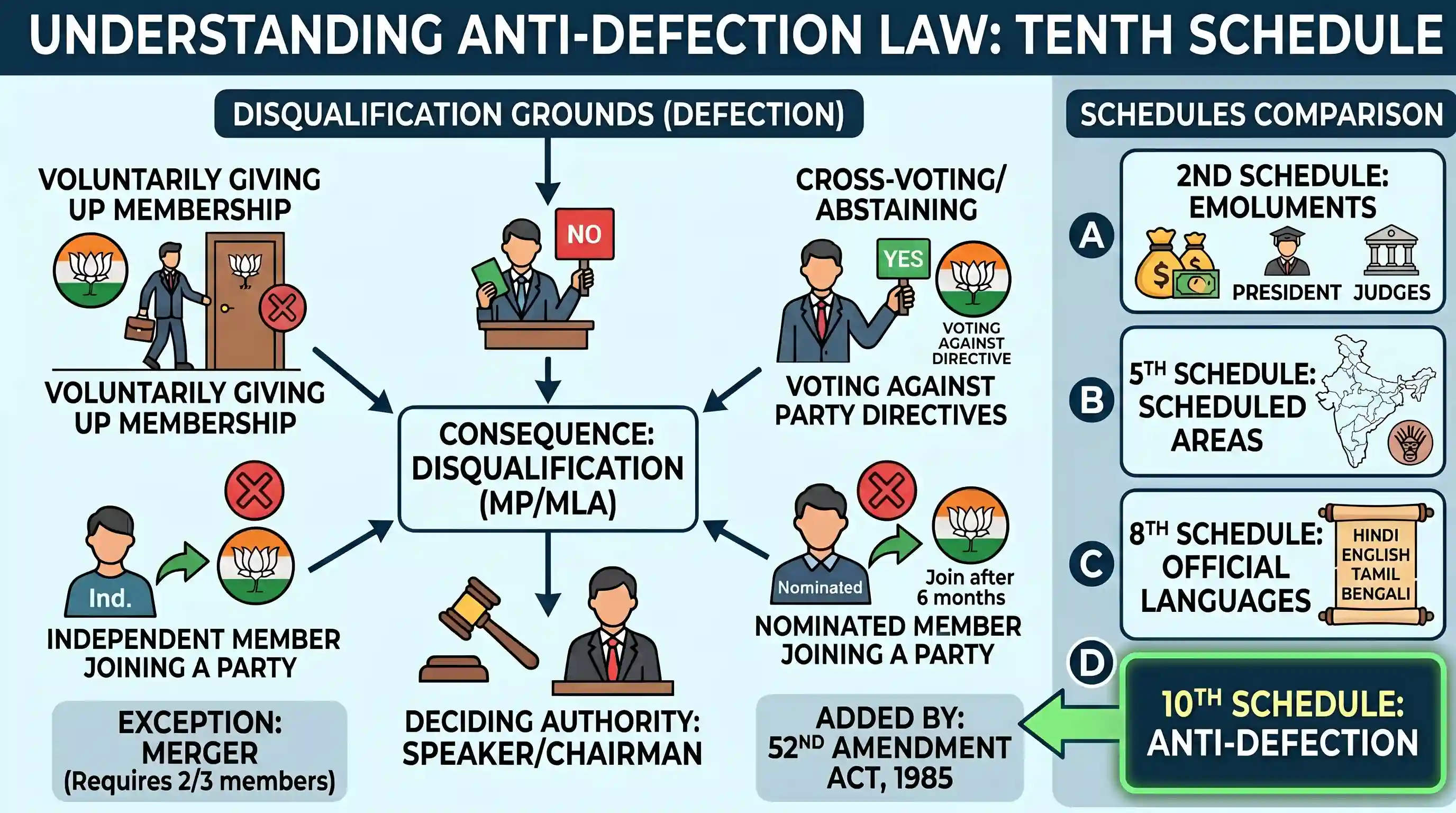 polity-and-governance: Which one of the following Schedules of the Constitution of India contains provisions regarding anti-defection?