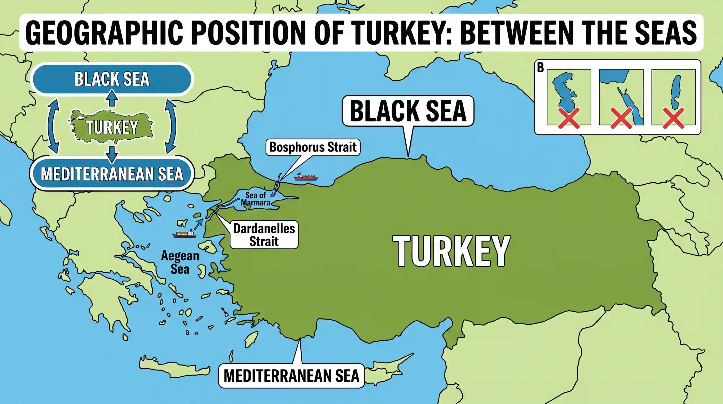 geography: Turkey is located between