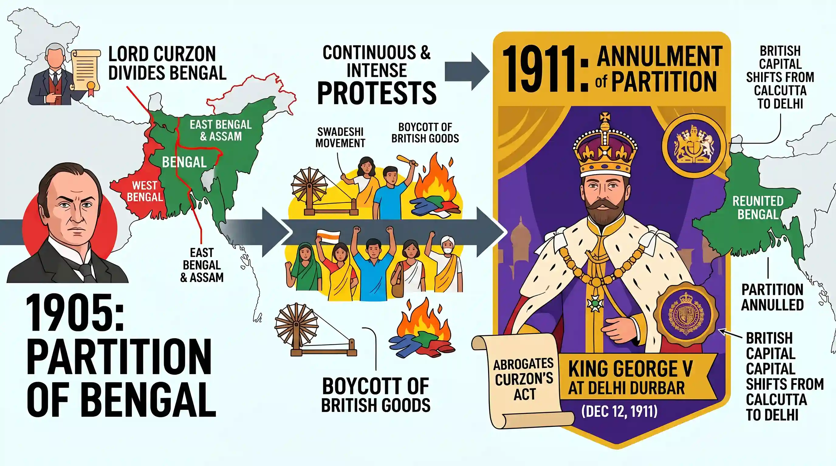 history: The Partition of Bengal made by Lord Curzon in 1905 lasted until