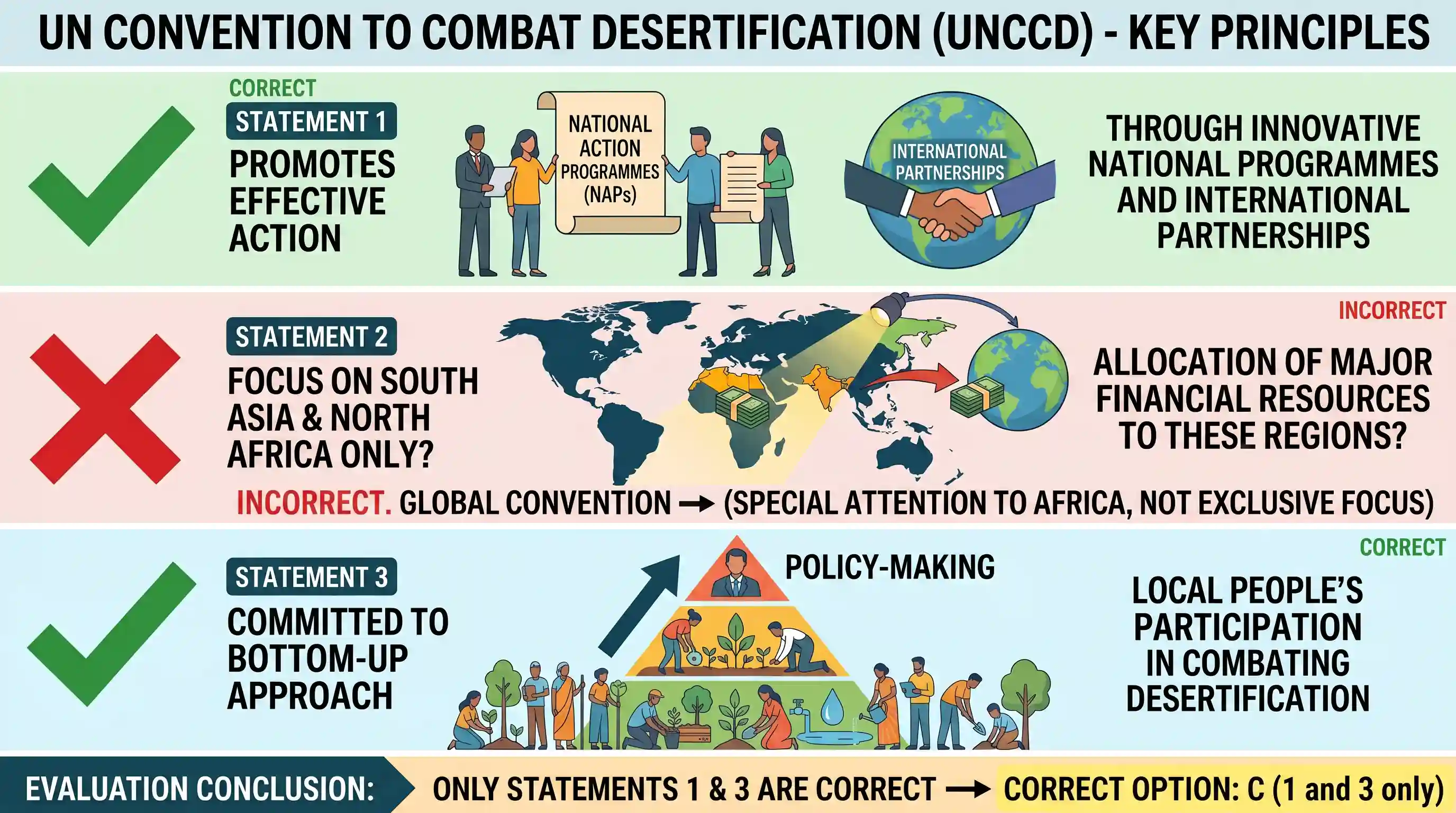 polity-and-governance: What is/are the importance/importances of the United Nations Convention to Combat Desertification? 1. It aims to promote