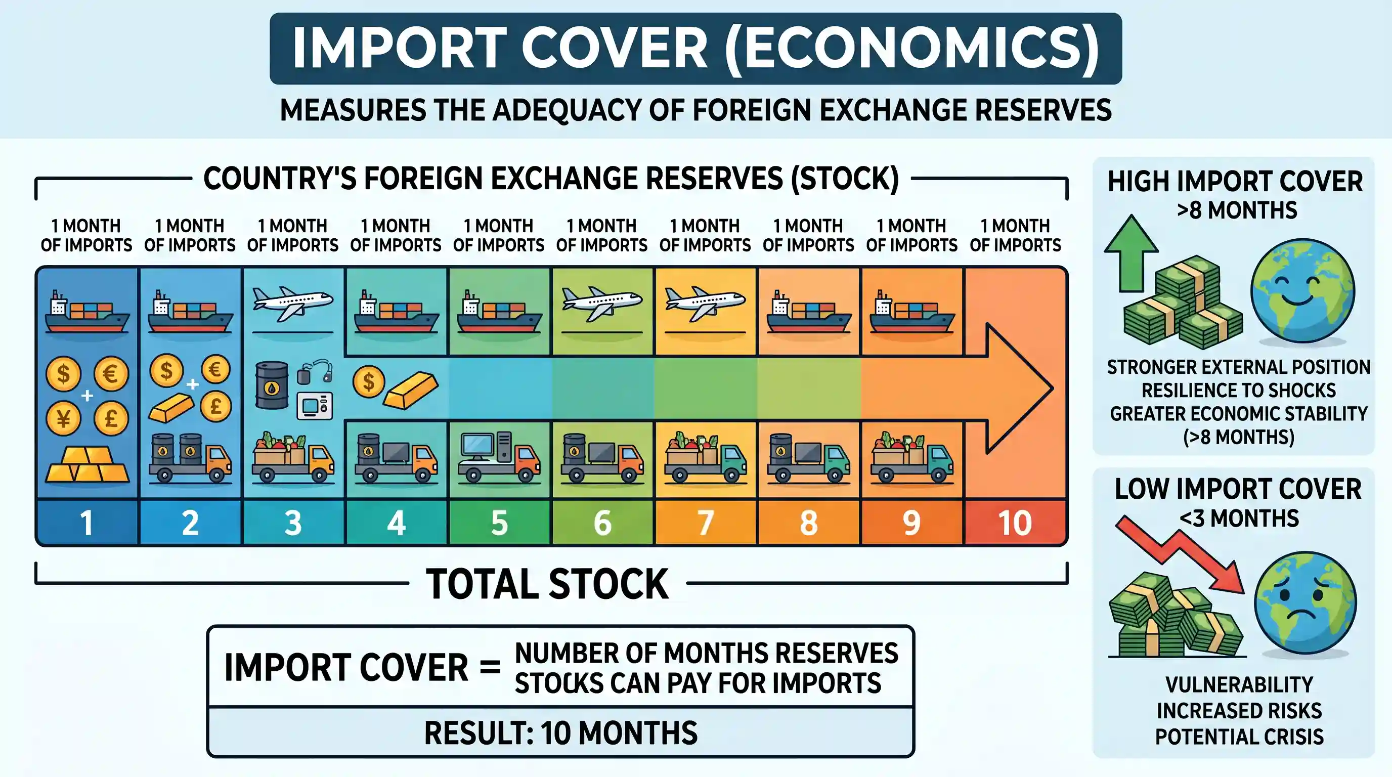 economy: Which of the following best describes the term 'import cover', sometimes seen in the news?