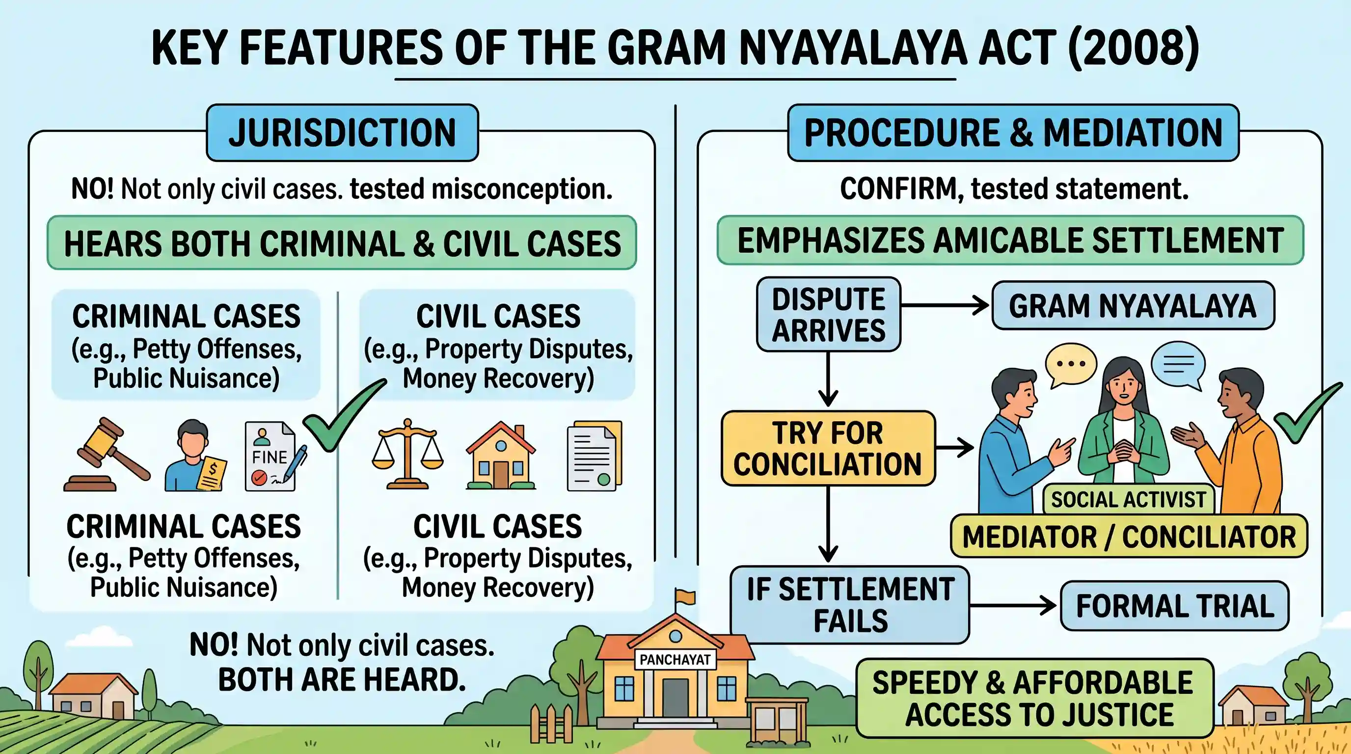polity-and-governance: With reference to the 'Gram Nyayalaya Act', which of the following statements is/are correct? 1. As per the Act, Gram Ny