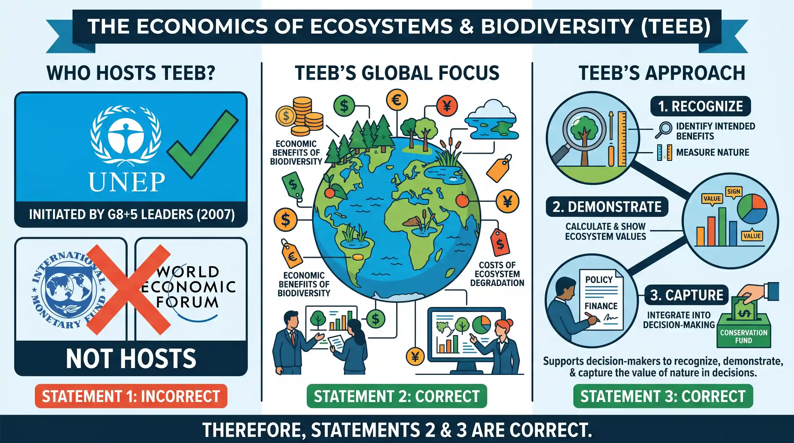 geography: With reference to an initiative called 'The Economics of Ecosystems and Biodiversity (TEEB)', which of the following sta