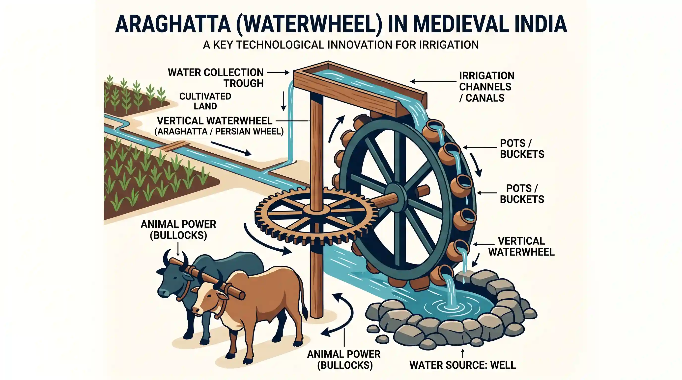 history: With reference to the economic history of medieval India, the term 'Araghatta' refers to