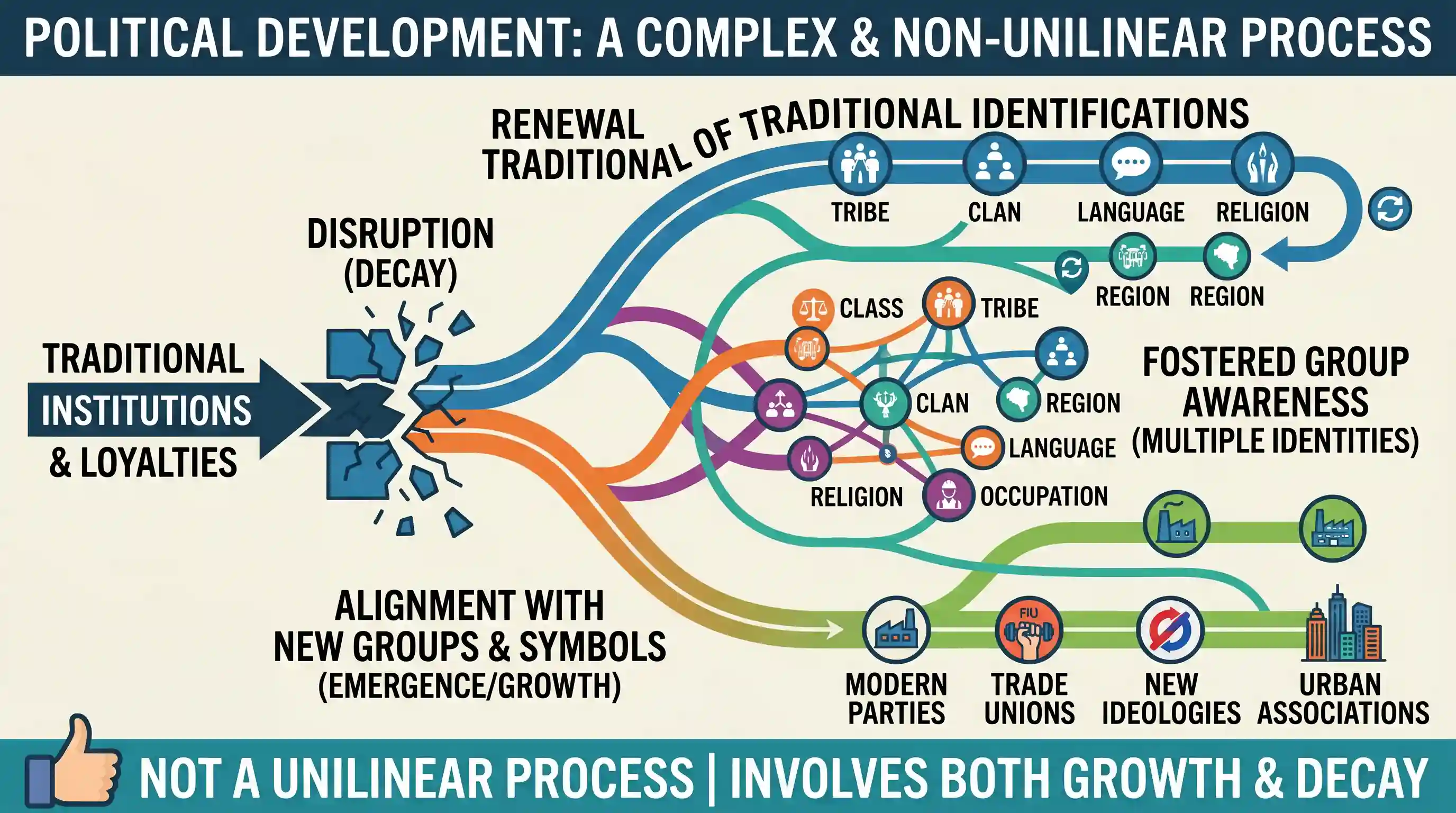 Reading Comprehension: Disruption of traditional institutions, identifications and loyalties is likely to lead to ambivalent situations. It is
