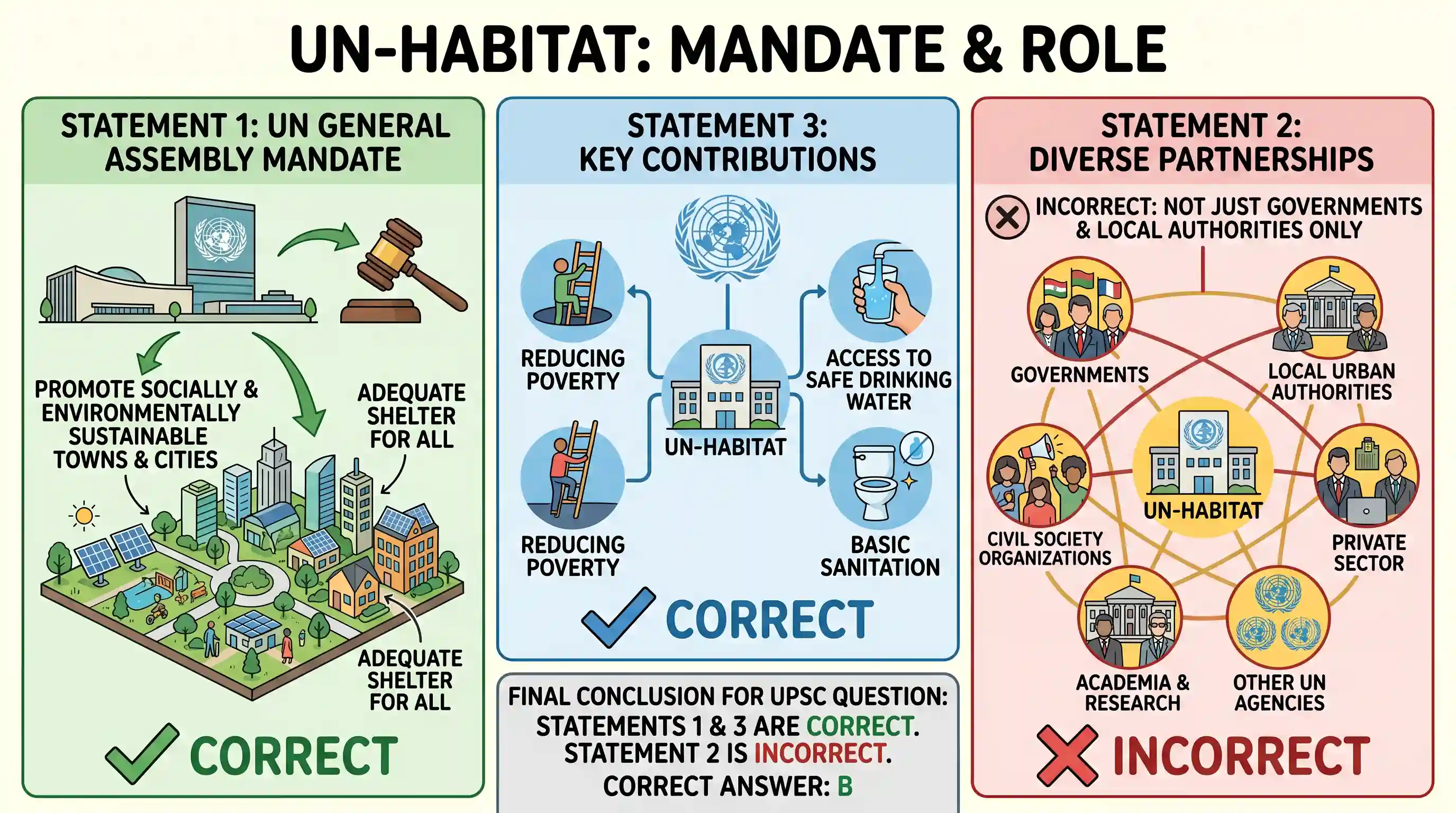 polity-and-governance: With reference to the role of UN-Habitat in the United Nations programme working towards a better urban future, which of