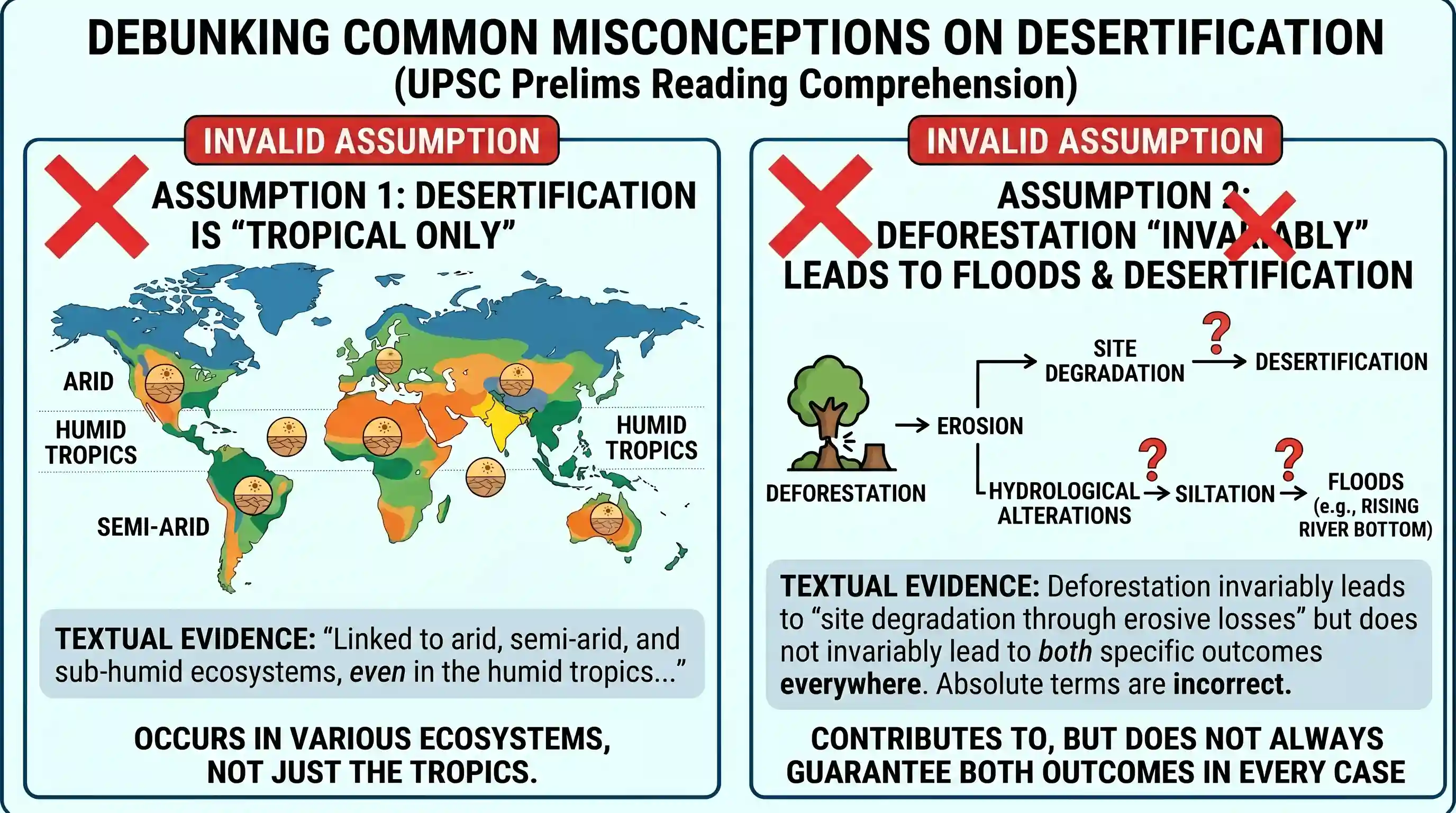 Reading Comprehension: Desertification is a term used to explain a process of decline in the biological productivity of an ecosystem, leading t