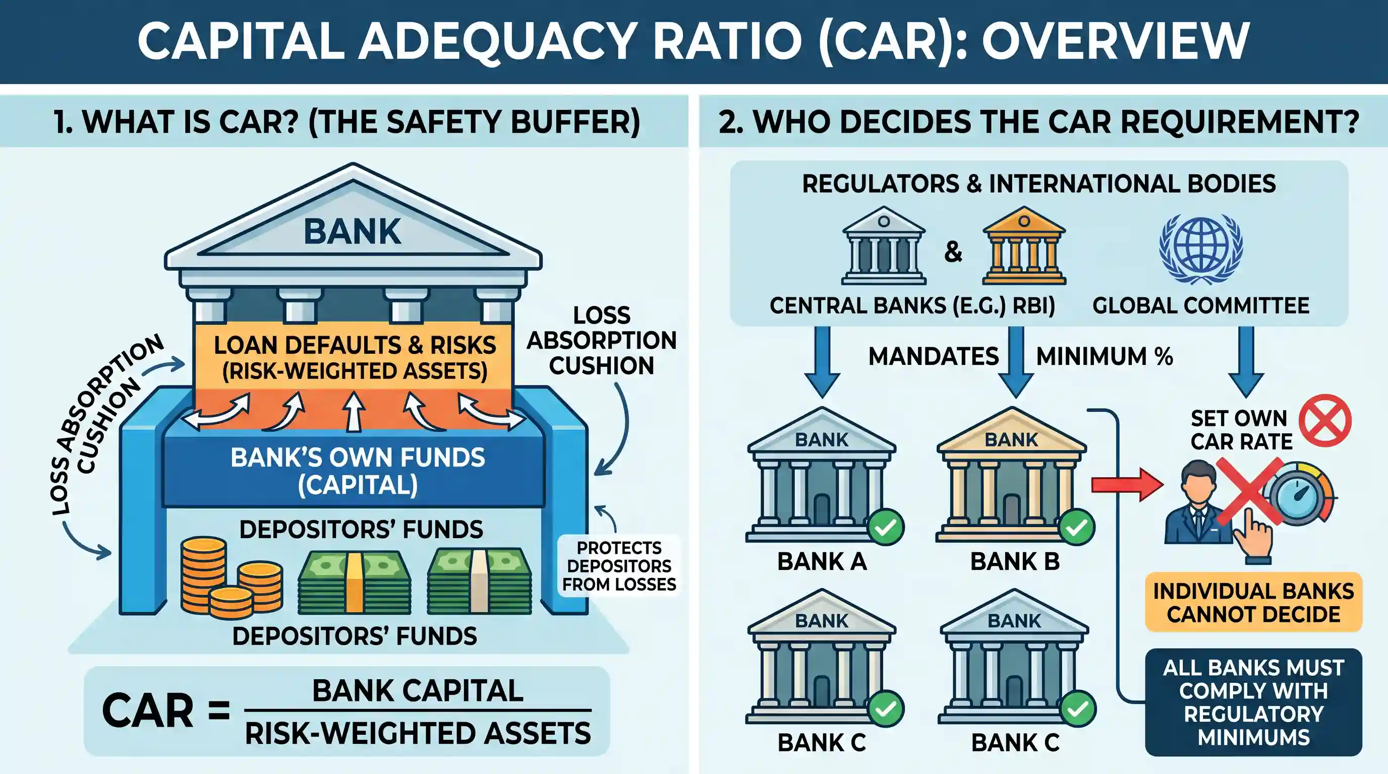 economy: Consider the following statements: 1. Capital Adequacy Ratio (CAR) is the amount that banks have to maintain in the form