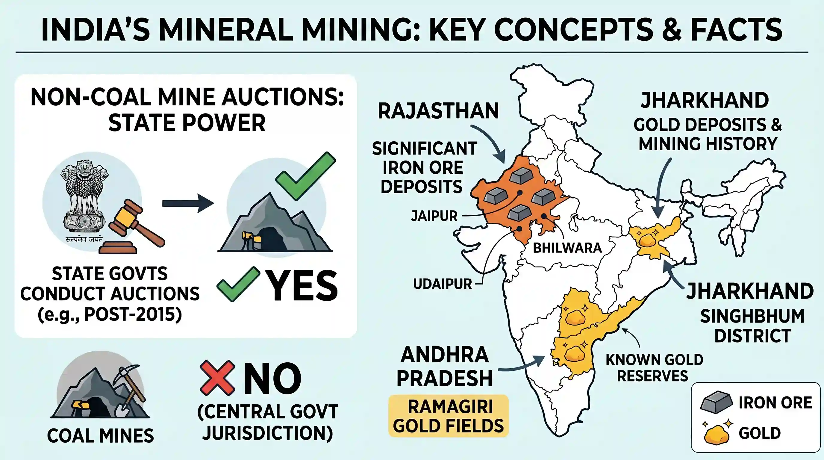 economy: Consider the following statements: 1. In India, State Governments do not have the power to auction non-coal mines. 2. An