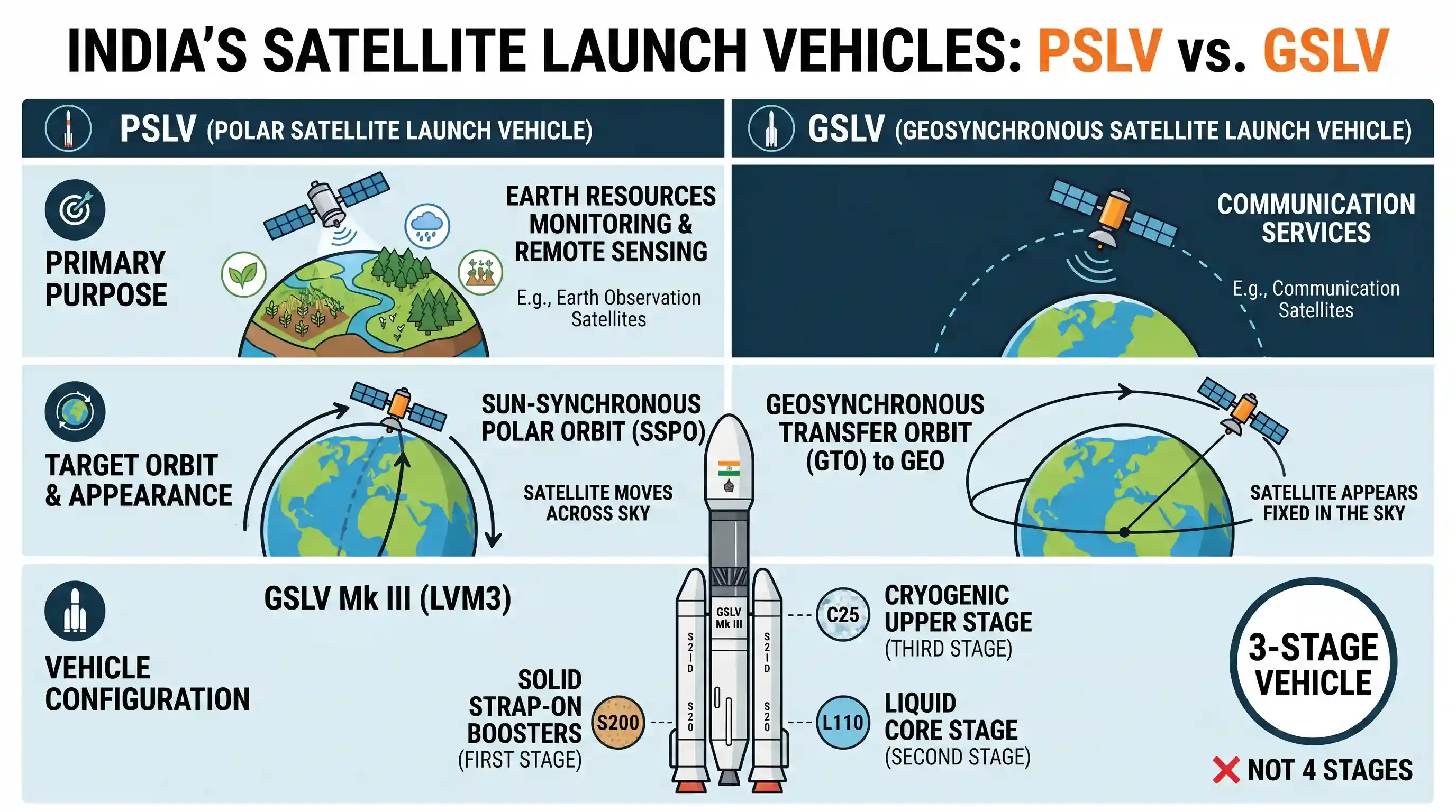 science-and-technology: With reference to India's satellite launch vehicles, consider the following statements: 1. PSLVs launch the satellites u