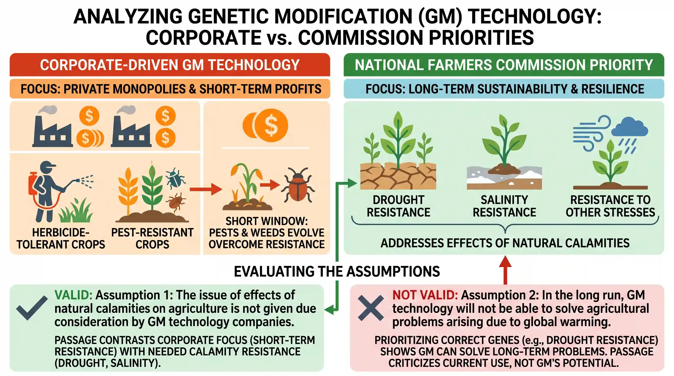 Reading Comprehension: Passage-1 What stands in the way of the widespread and careful adoption of 'Genetic Modification (GM)' technology is an